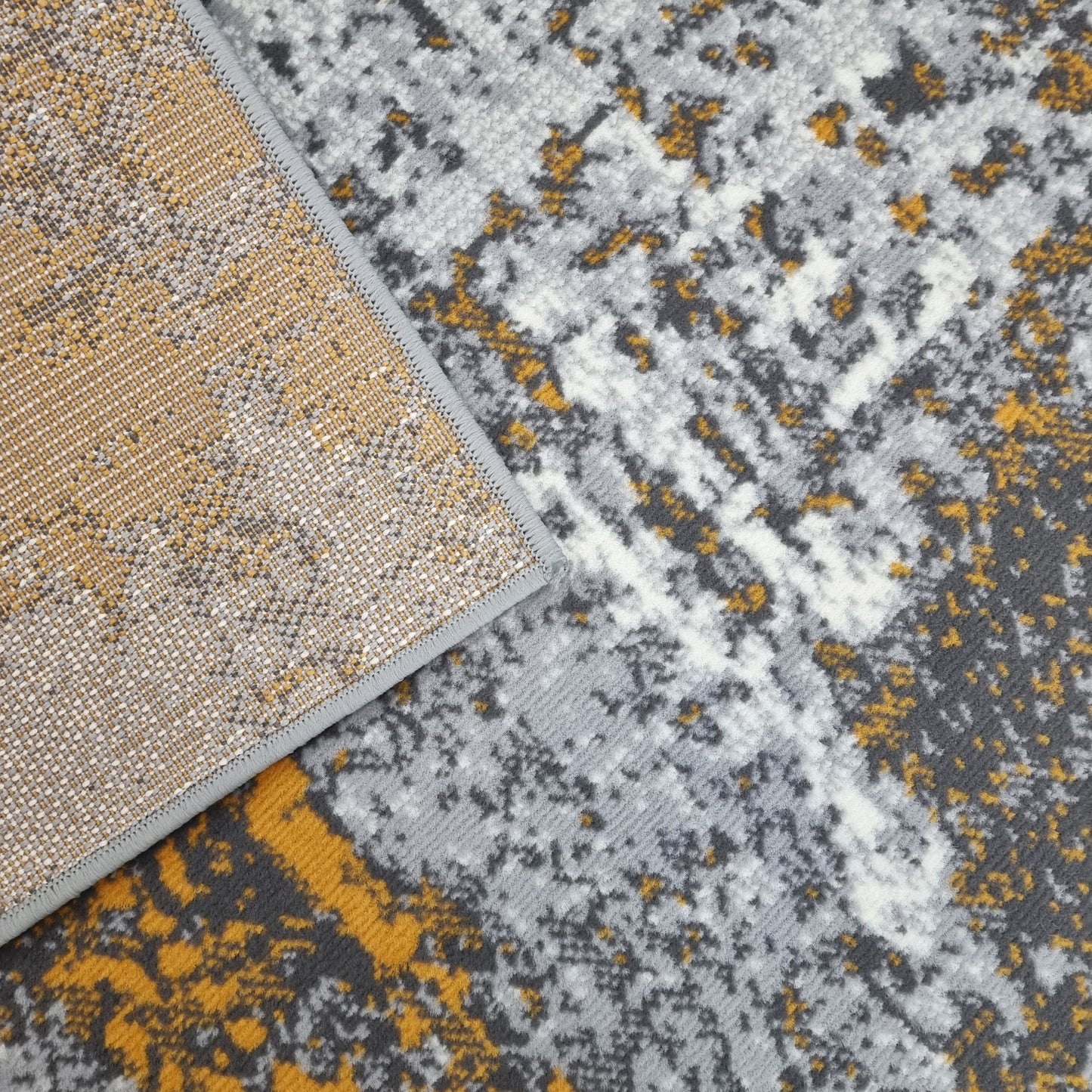 Marble Abstract Rug Grey Mustard Yellow Distressed Pattern Soft Carpet Rug