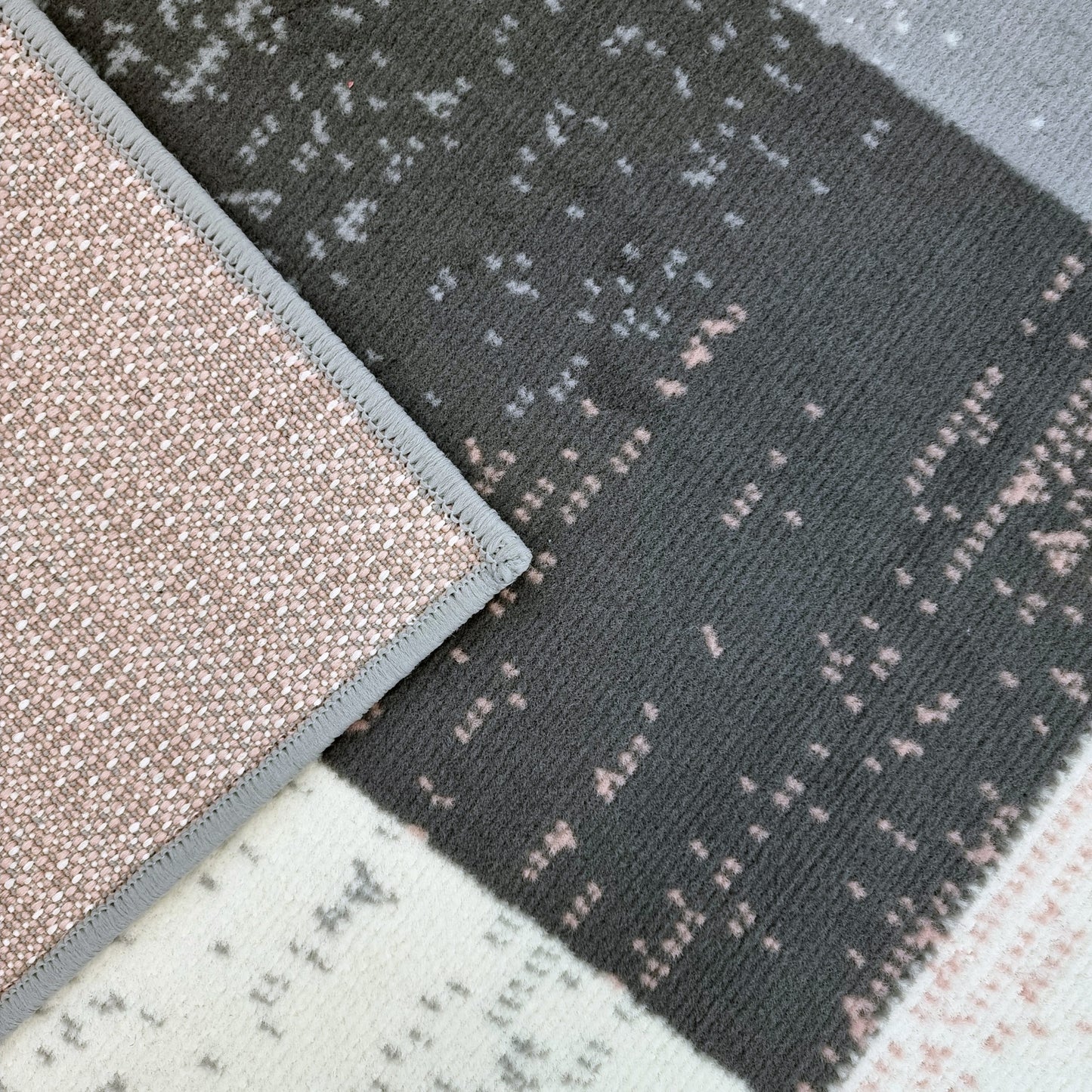 Geometric Rug Grey Pink Circles Modern Soft Carpet Rug