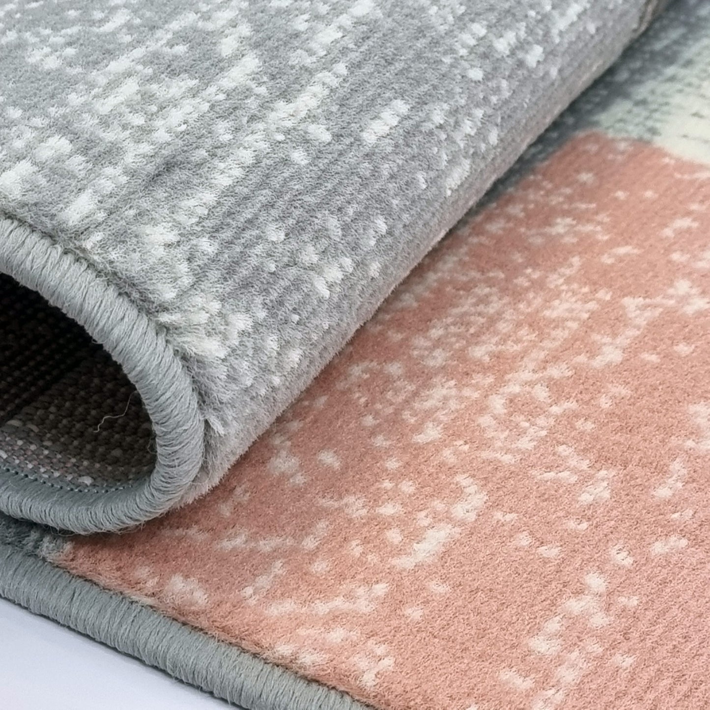 Geometric Rug Grey Pink Circles Modern Soft Carpet Rug