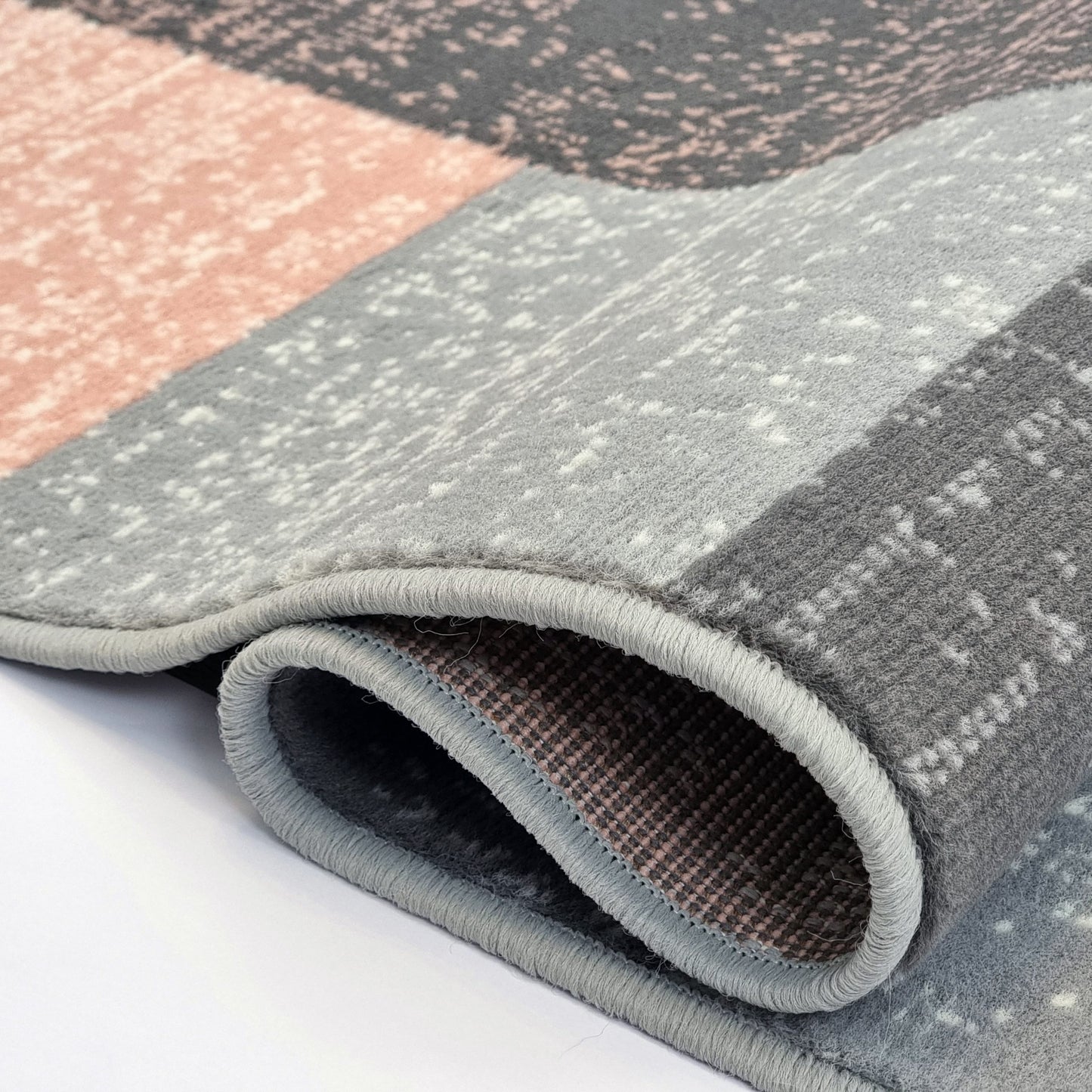 Geometric Rug Grey Pink Circles Modern Soft Carpet Rug