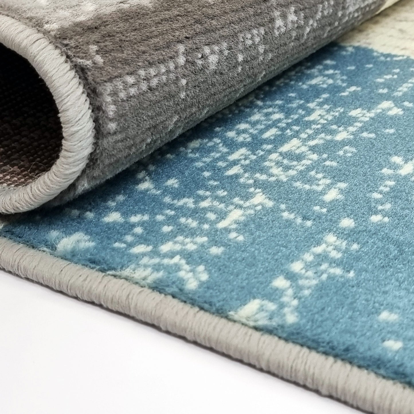 Geometric Rug Grey Blue Circles Modern Soft Carpet Rug