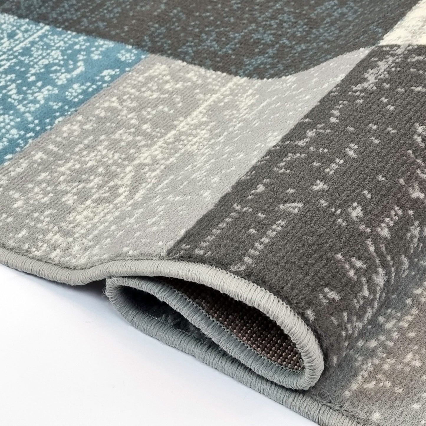 Geometric Rug Grey Blue Circles Modern Soft Carpet Rug