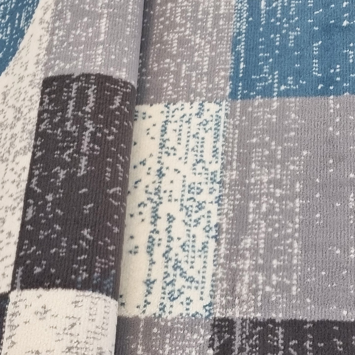 Geometric Rug Grey Blue Circles Modern Soft Carpet Rug