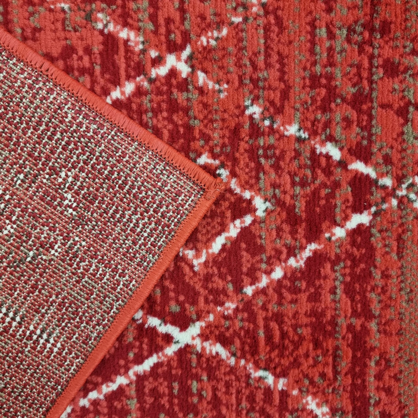 Geometric Red Rug Diamond Aztec Pattern Rug