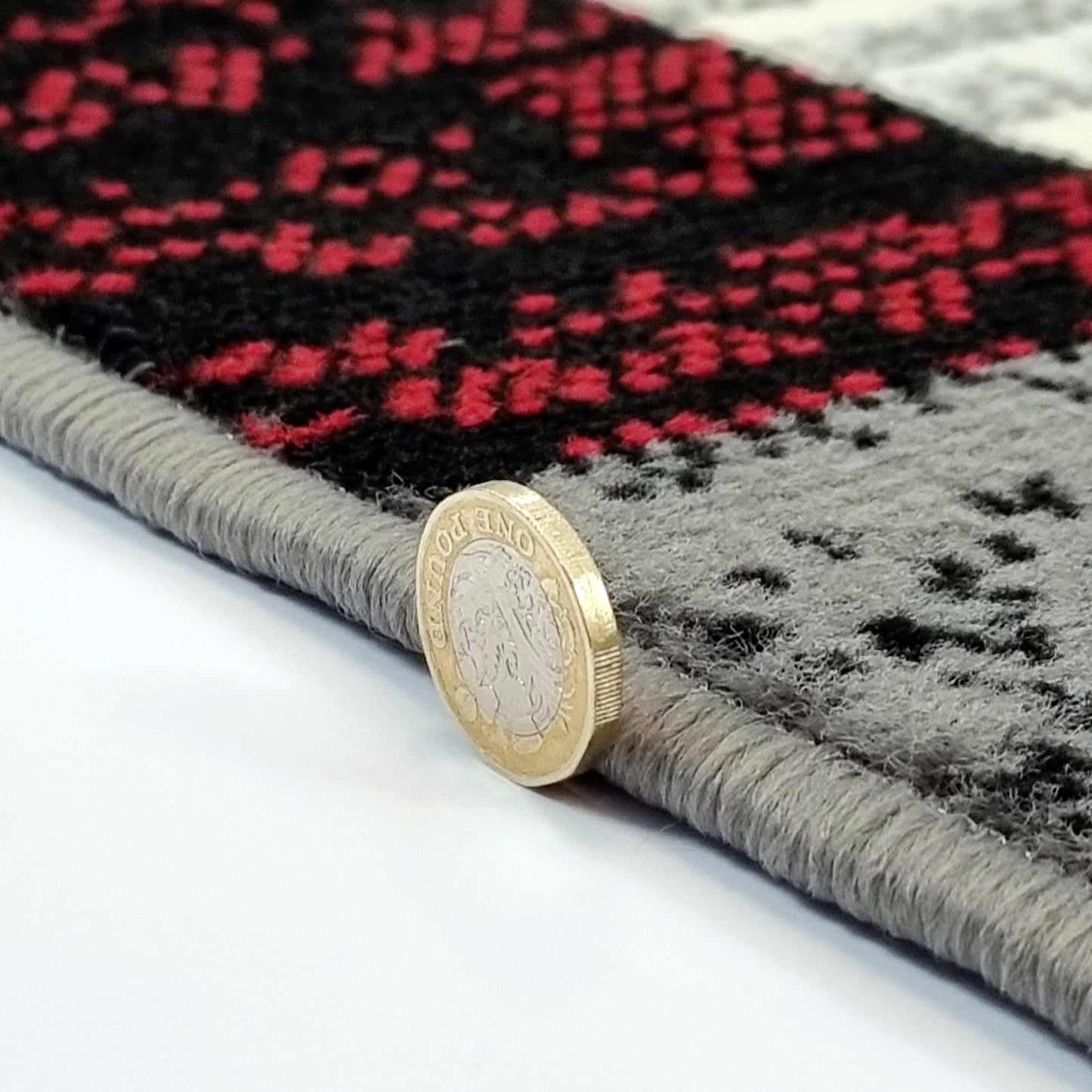 Modern Rug Geometric Red Grey Black Patterned Soft Carpet Rug