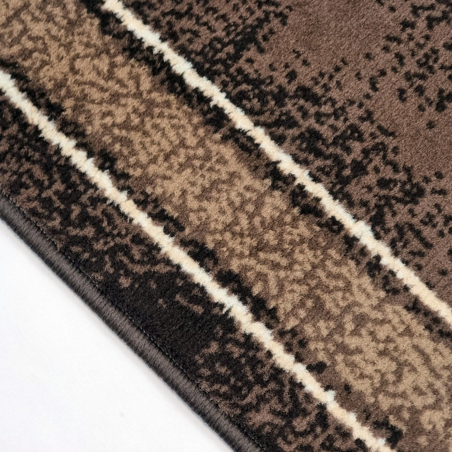 Cacao Geometric Rug Bordered Pattern Soft Carpet Rug