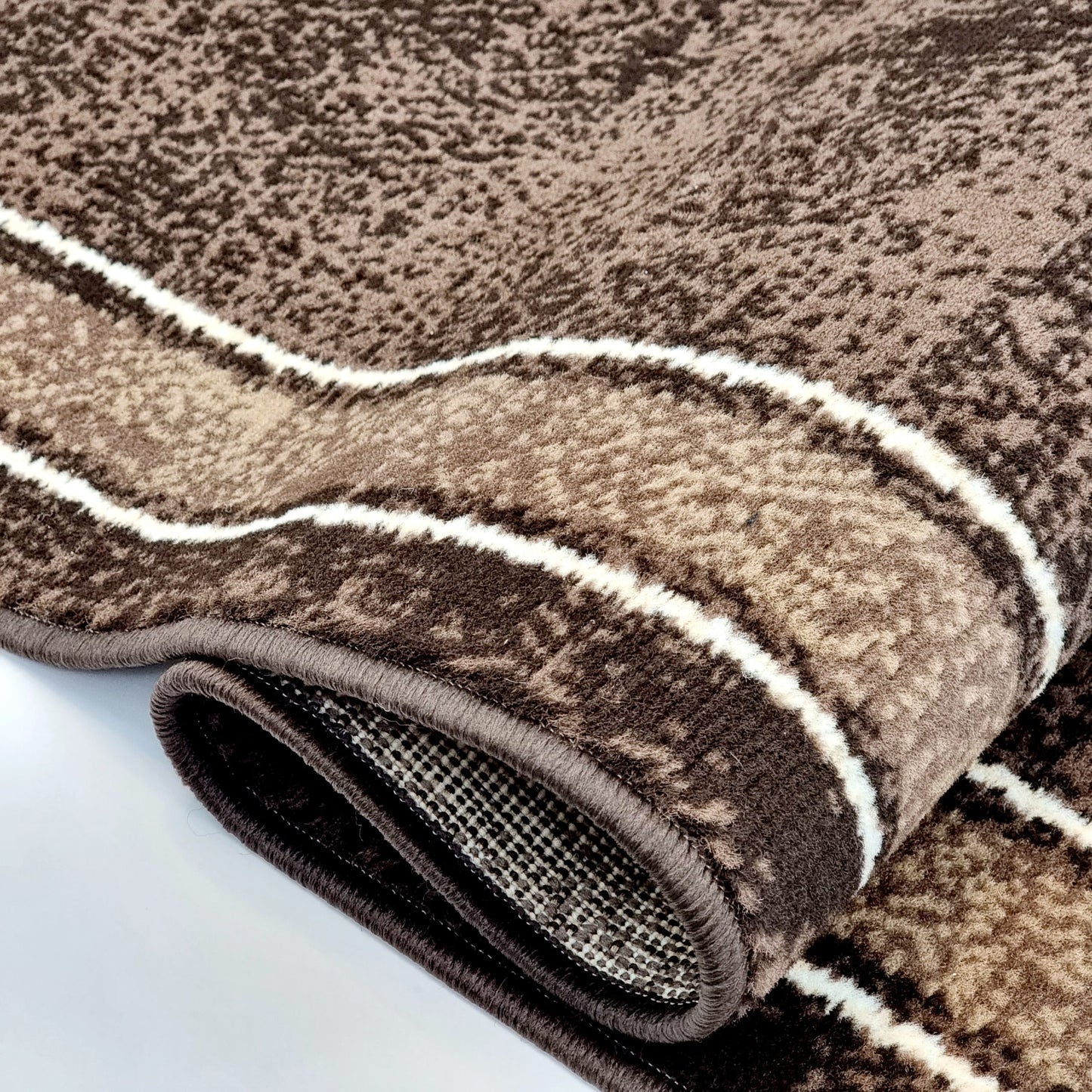 Cacao Geometric Rug Bordered Pattern Soft Carpet Rug
