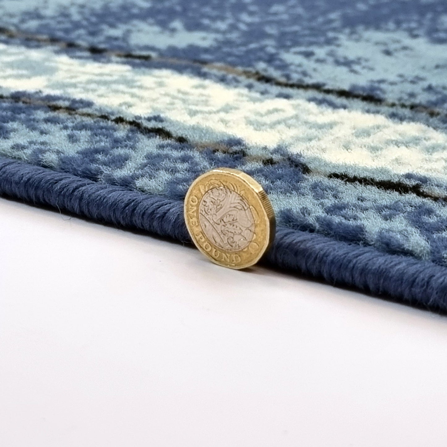 Blue Geometric Rug Bordered Pattern Soft Carpet Rug