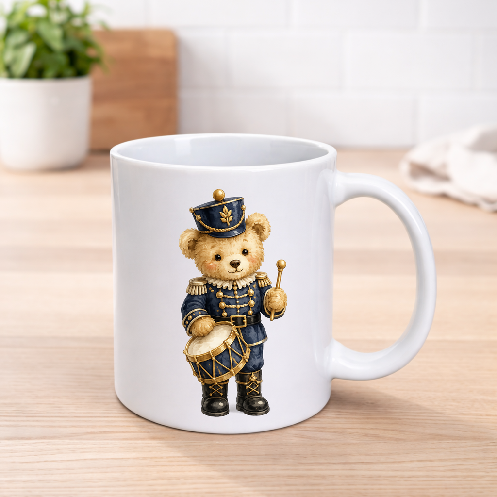 Christmas Nutcracker Teddy Bear Mug – Pink or Navy | 11oz Ceramic Festive Mug