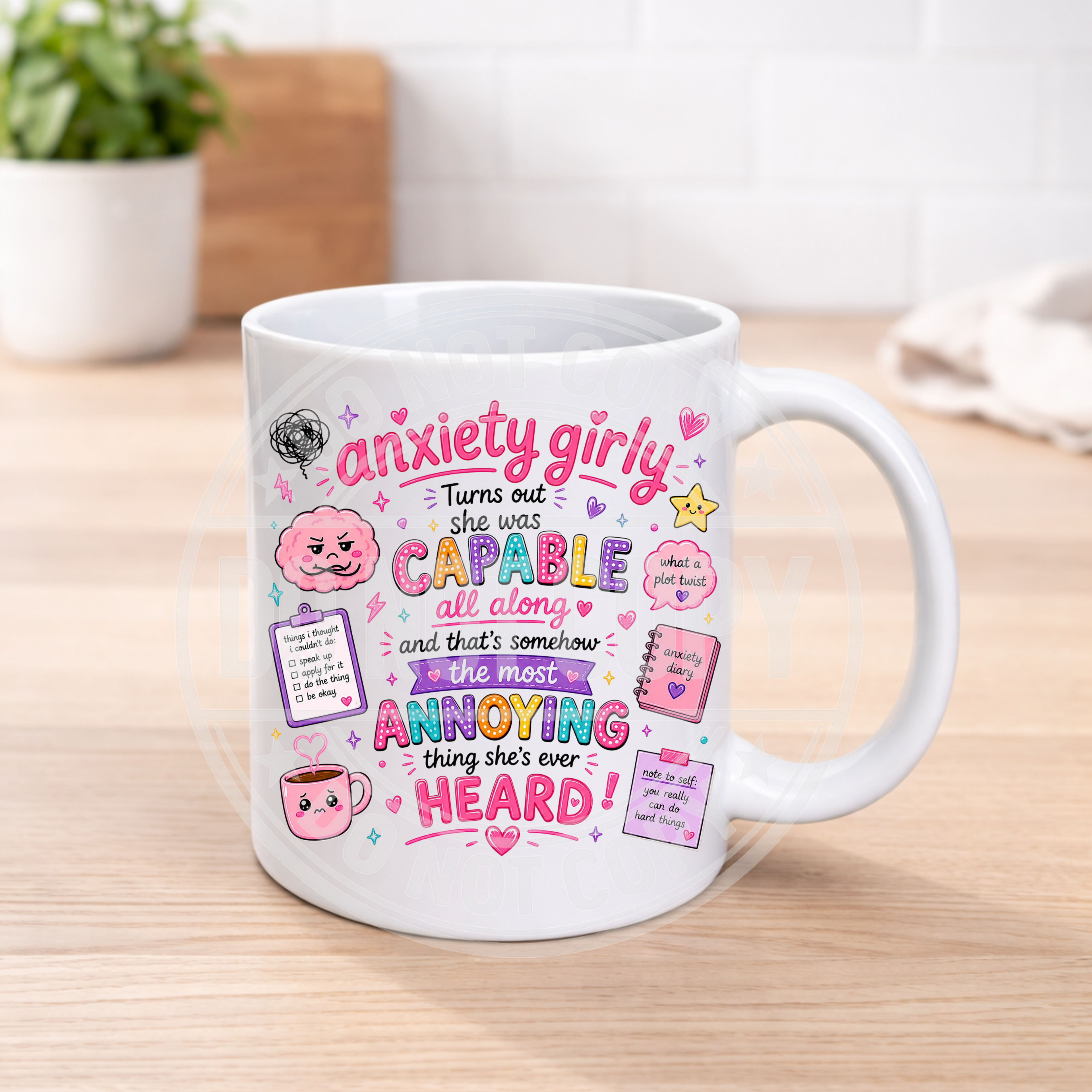 Funny Anxiety Mug – Colourful Humour Coffee Cup – Mental Health Gift – Sarcastic Funny Mug – 11oz Ceramic Mug