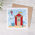 Beach Hut Blank Greeting Cards - 2 Colour Options - FREE Postage