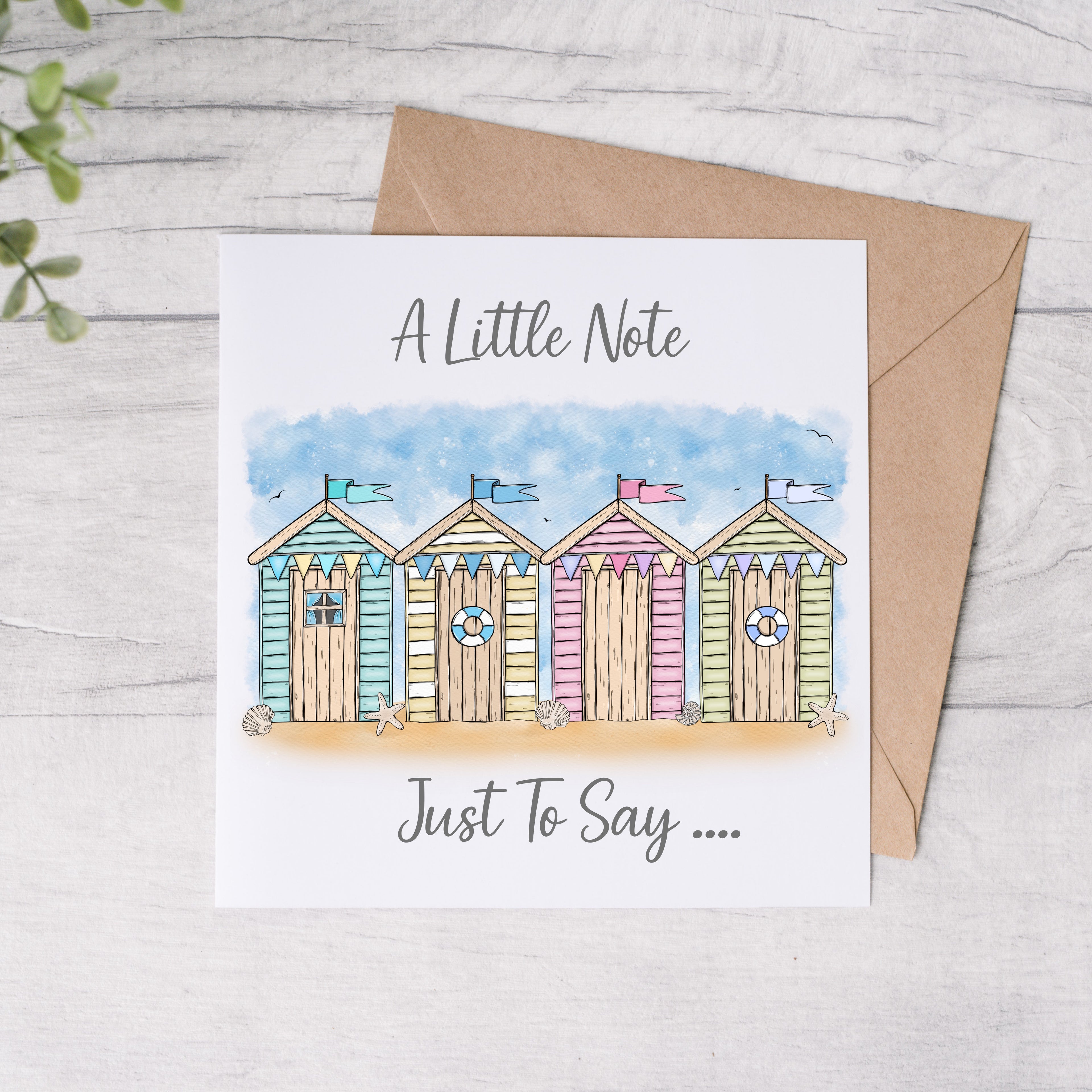 A Little Note - Beach Hut Blank Greeting Cards - FREE Postage