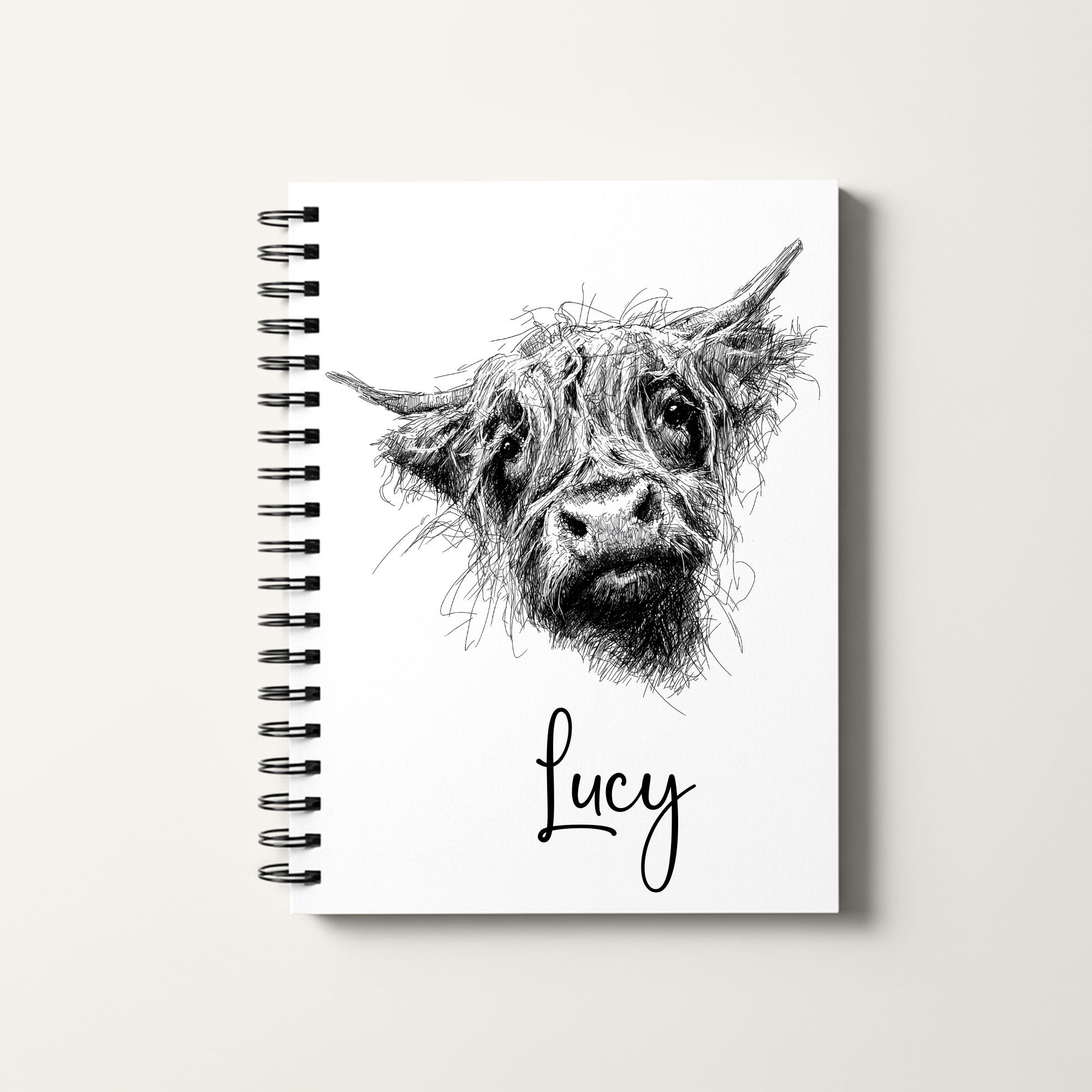 Personalised Highland Cow A5 Notebook
