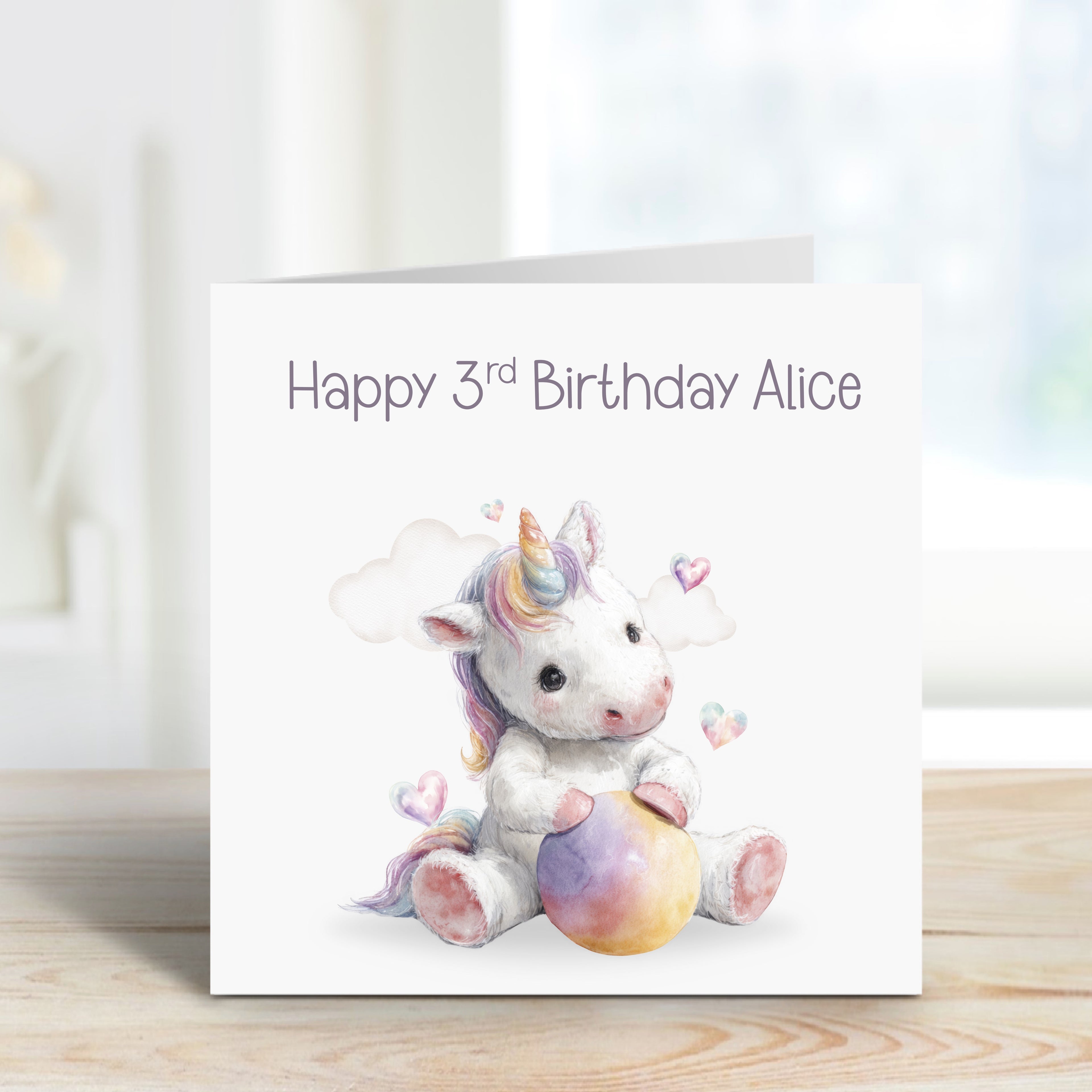 Personalised Baby Unicorn Age Birthday Card - FREE Postage