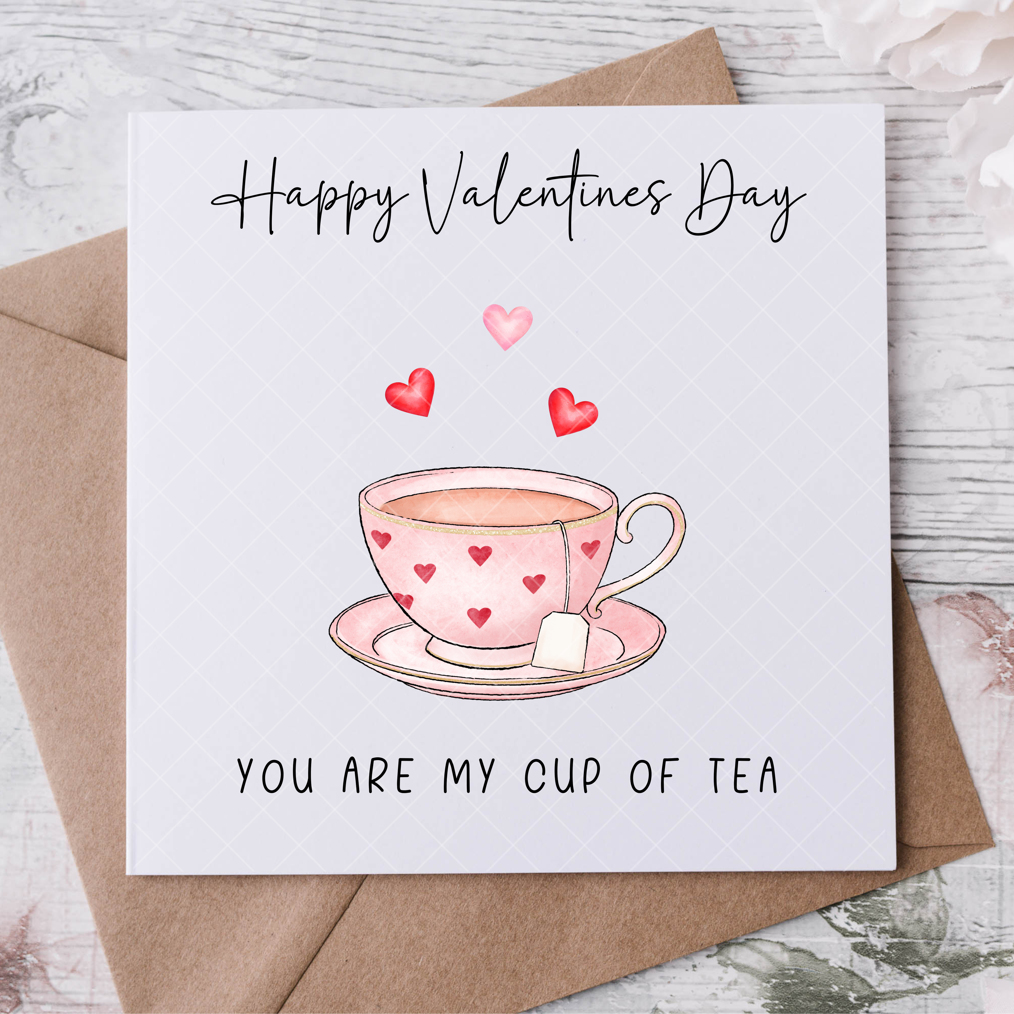 Valentines Day Card - Cup of Tea - FREE Postage