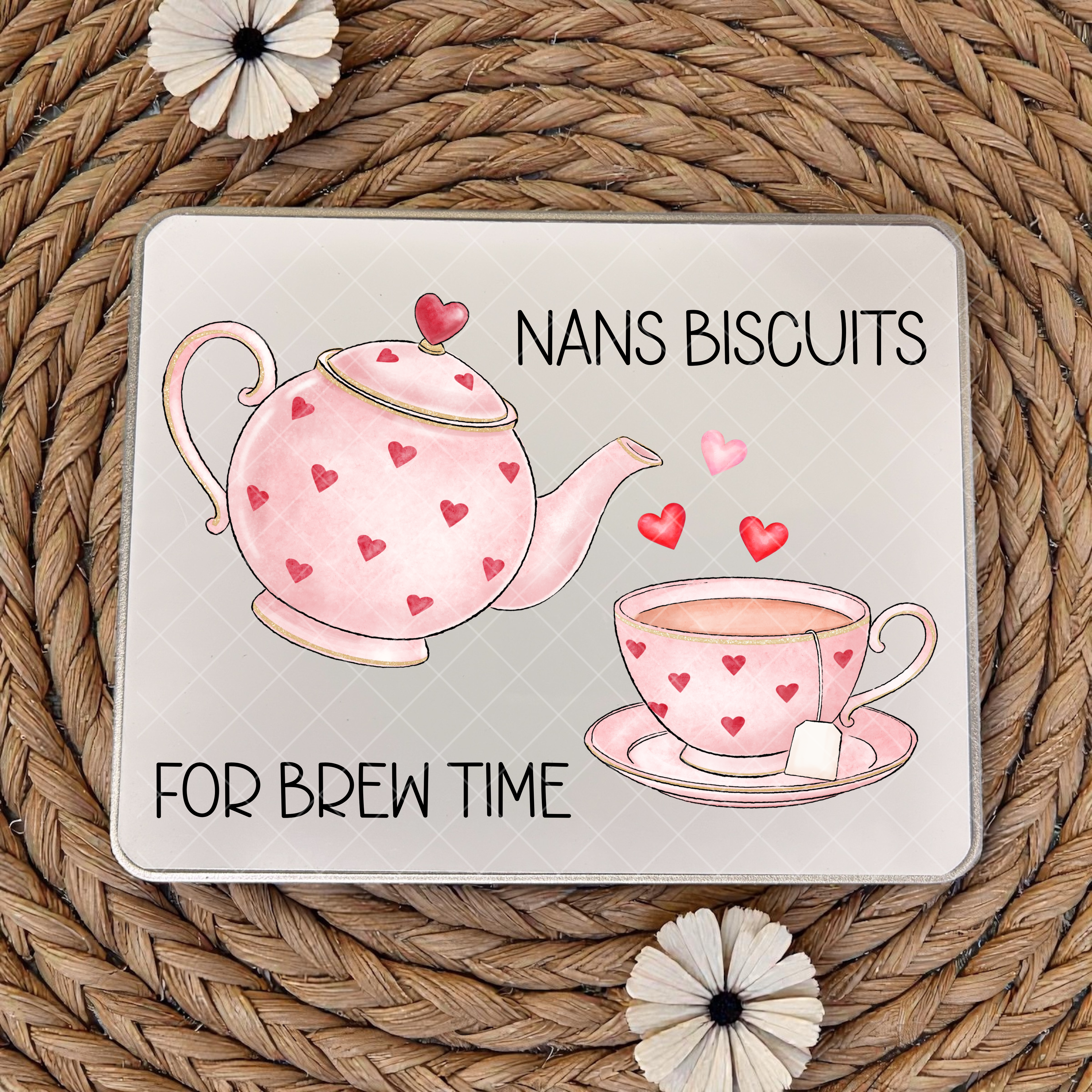 Personalised Biscuit Tin - Large - Hinged Lid
