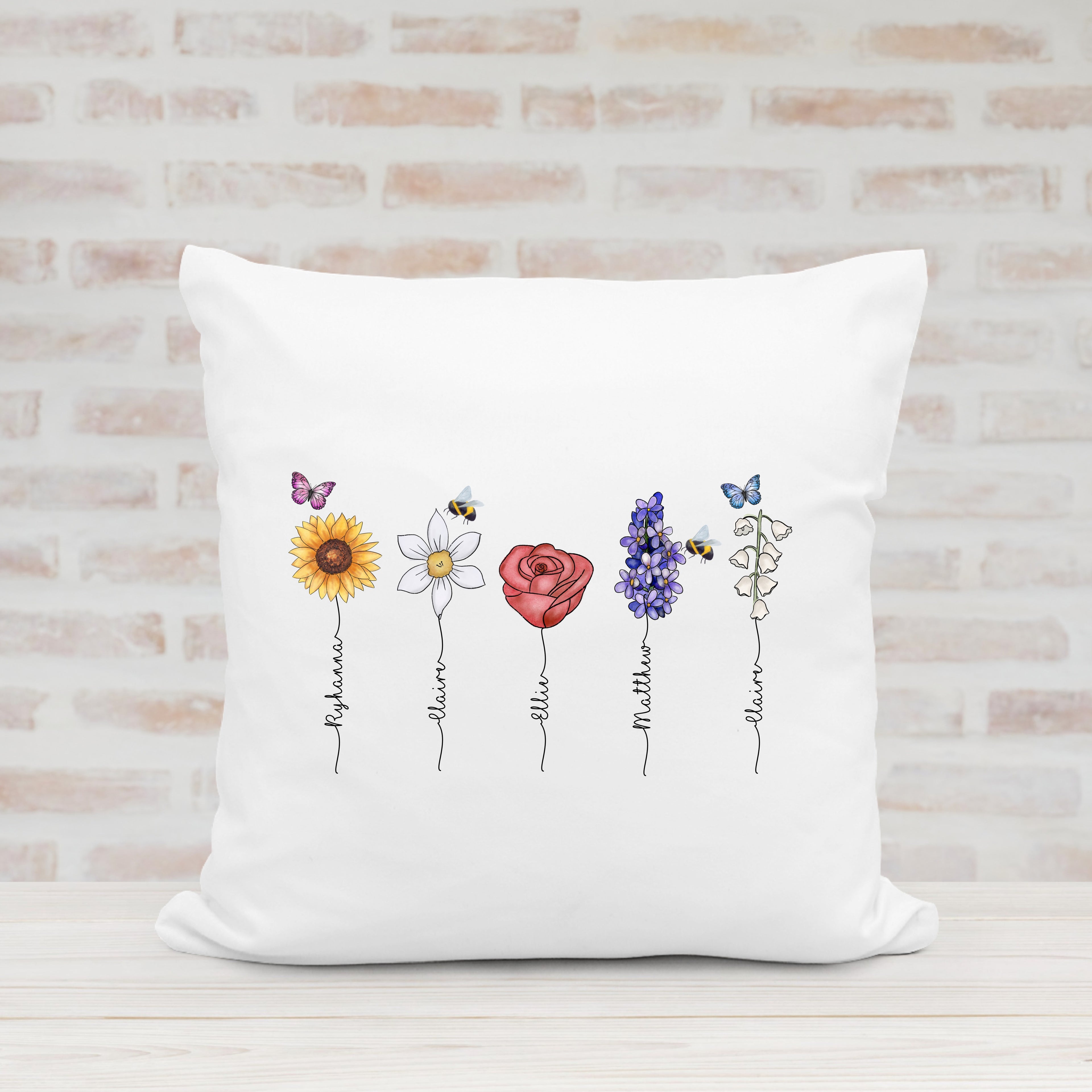 Personalised Flower Stem Cushion - 3 Options - 40x40cm