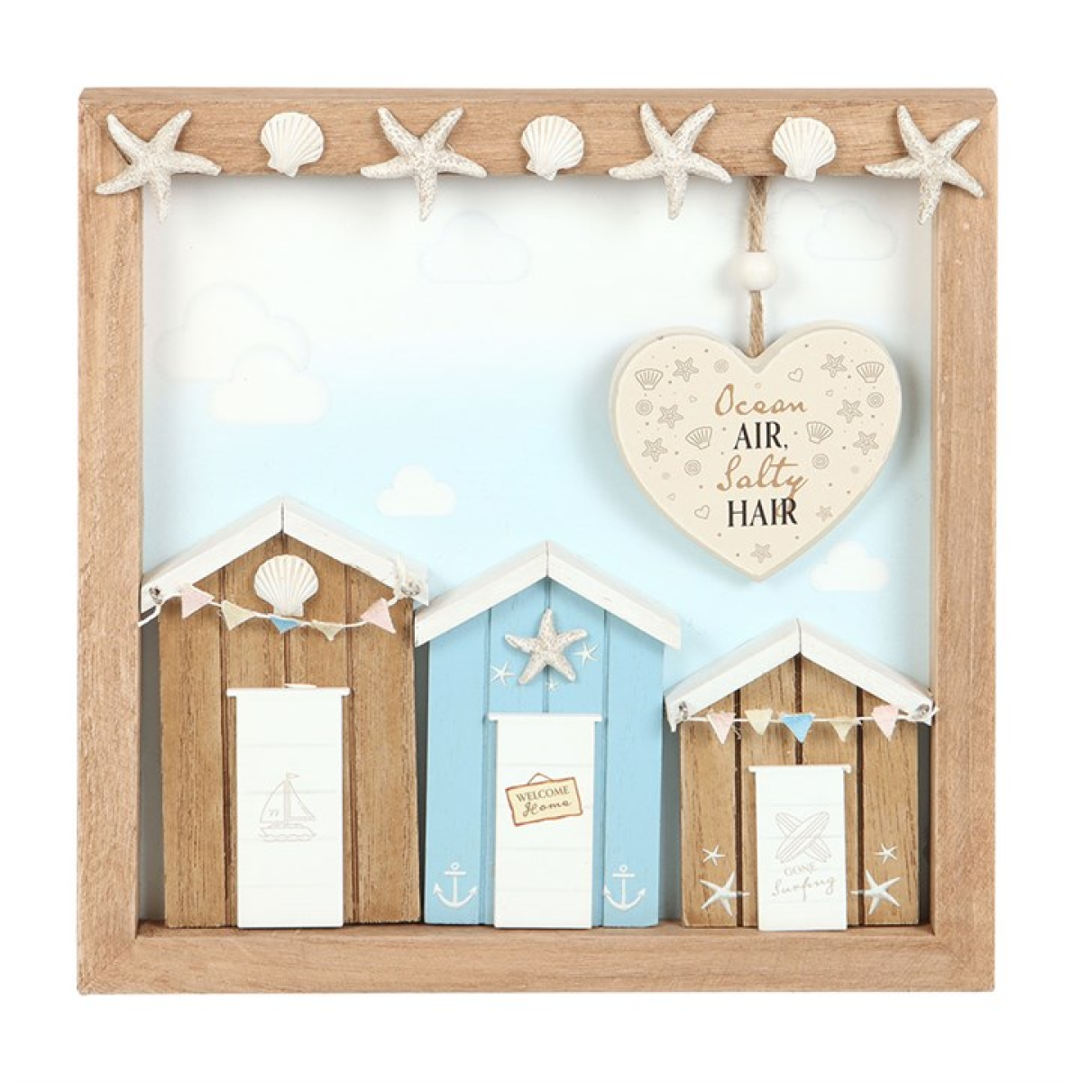 Ocean Air Salty Hair 3D Shell Beach Hut MDF Plaque