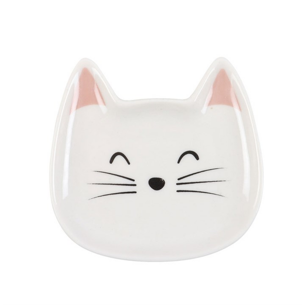 White Cat Face Trinket Dish