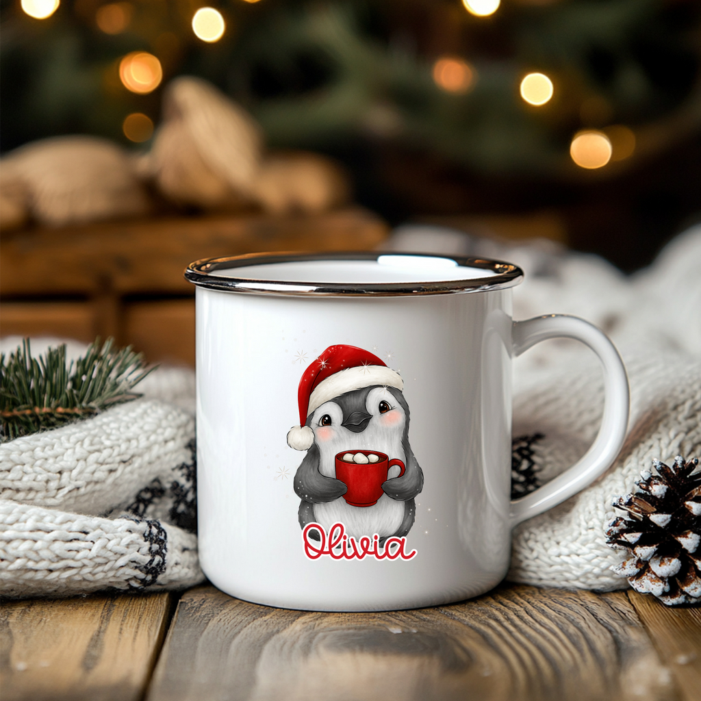 Personalised Penguin Christmas Mugs - 11oz Ceramic Mugs