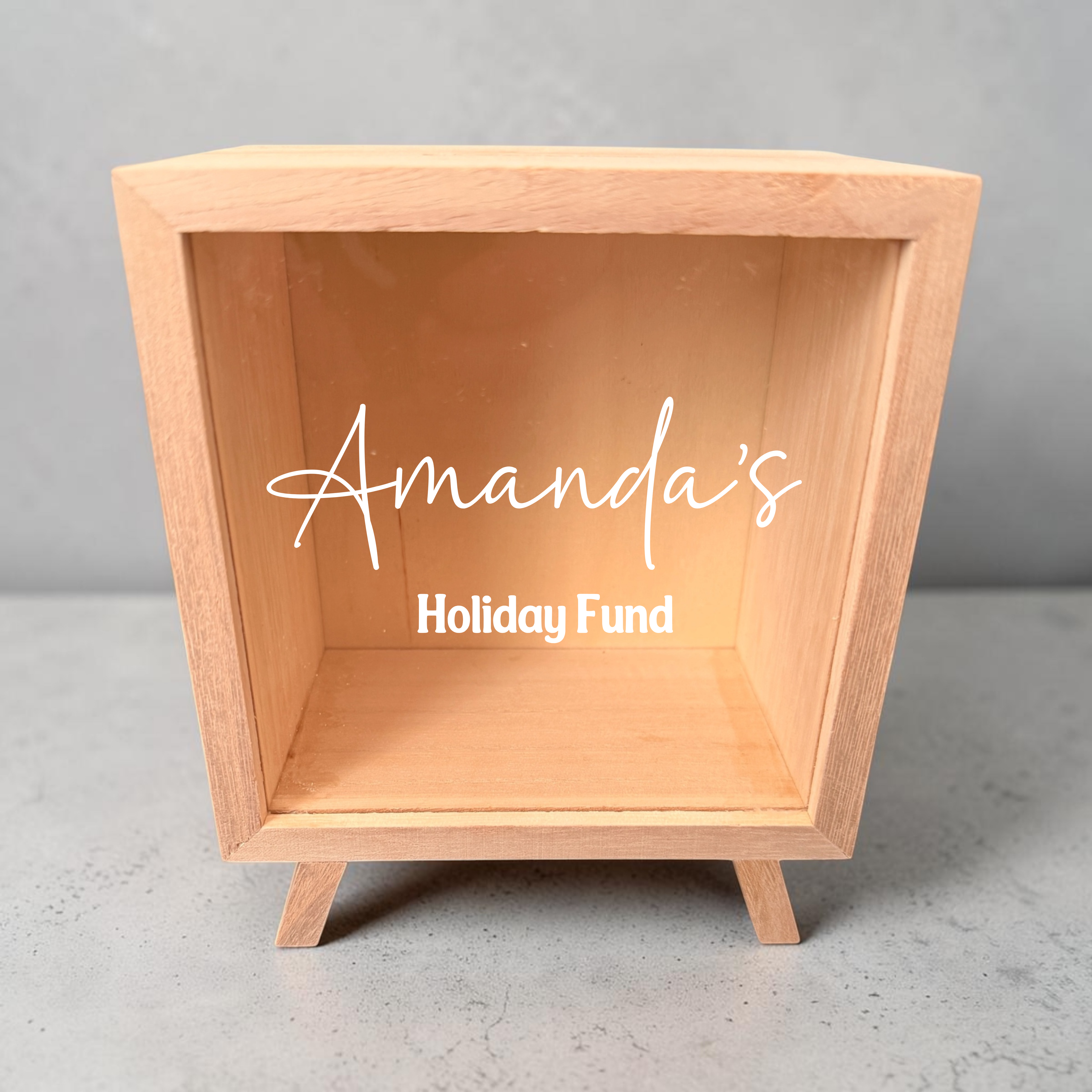 Personalised Wooden Money Box – Custom Name Savings Box