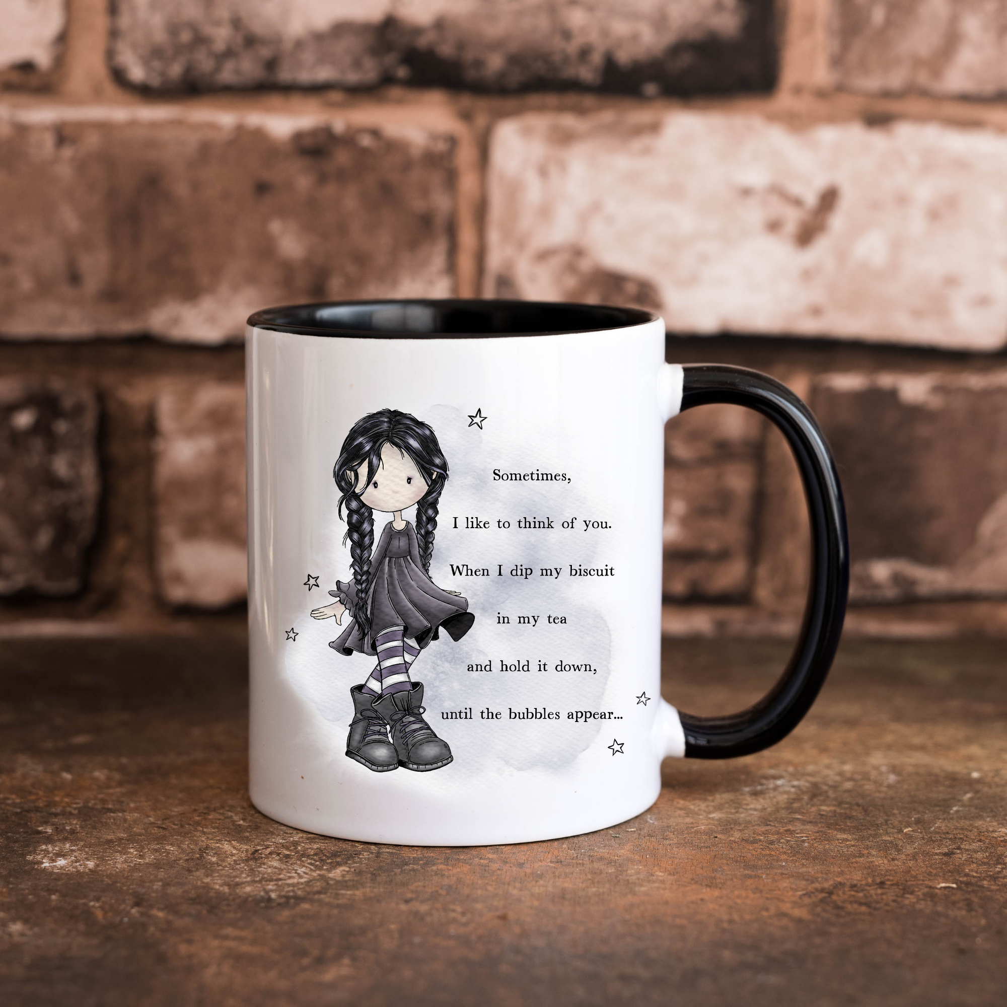 🖤 “Thinking of You… Like a Drowning Biscuit” Mug – 11oz Ceramic Dark Humour
