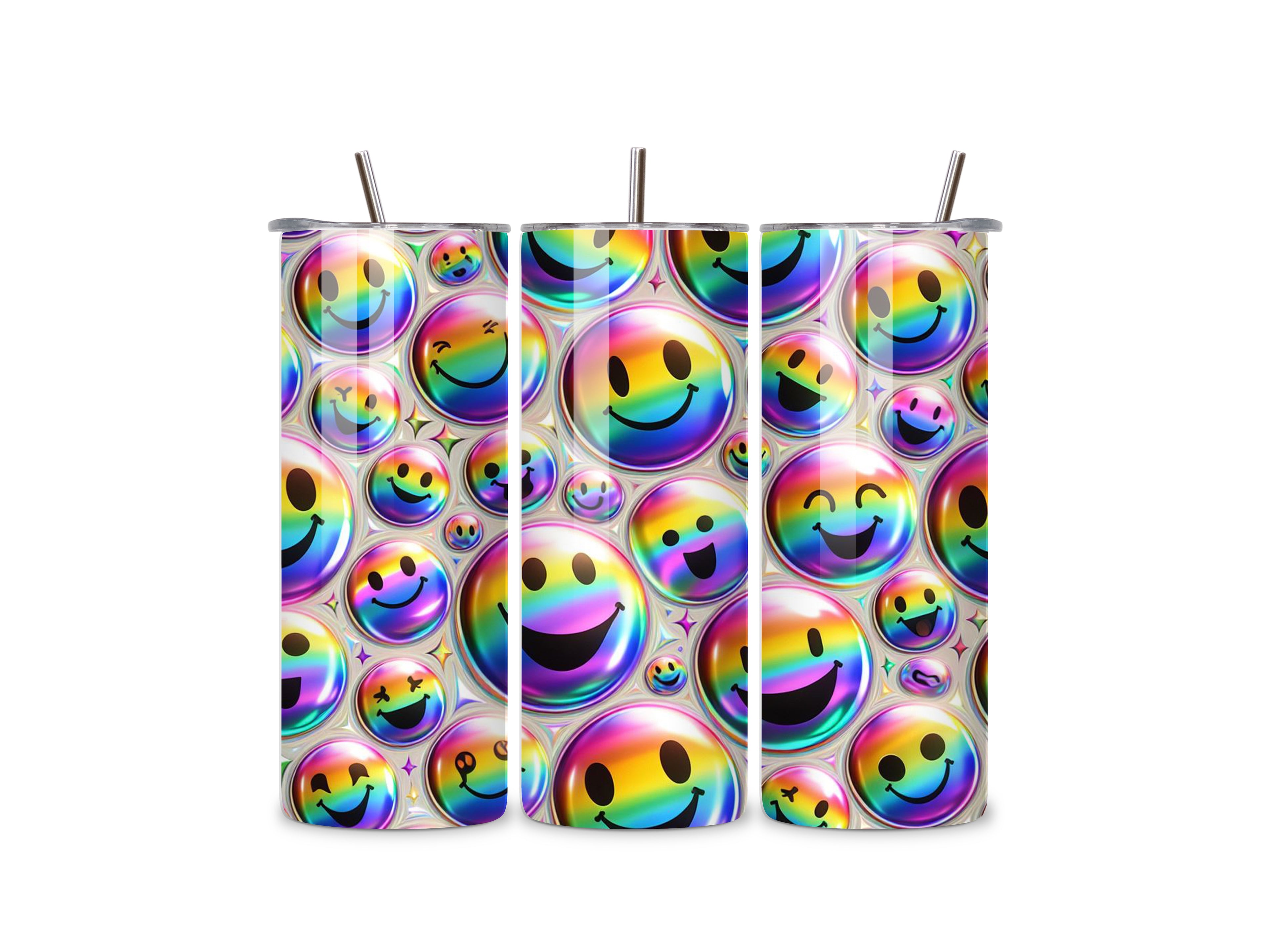 Happy Faces 20oz Stainless Steel Skinny Tumblers