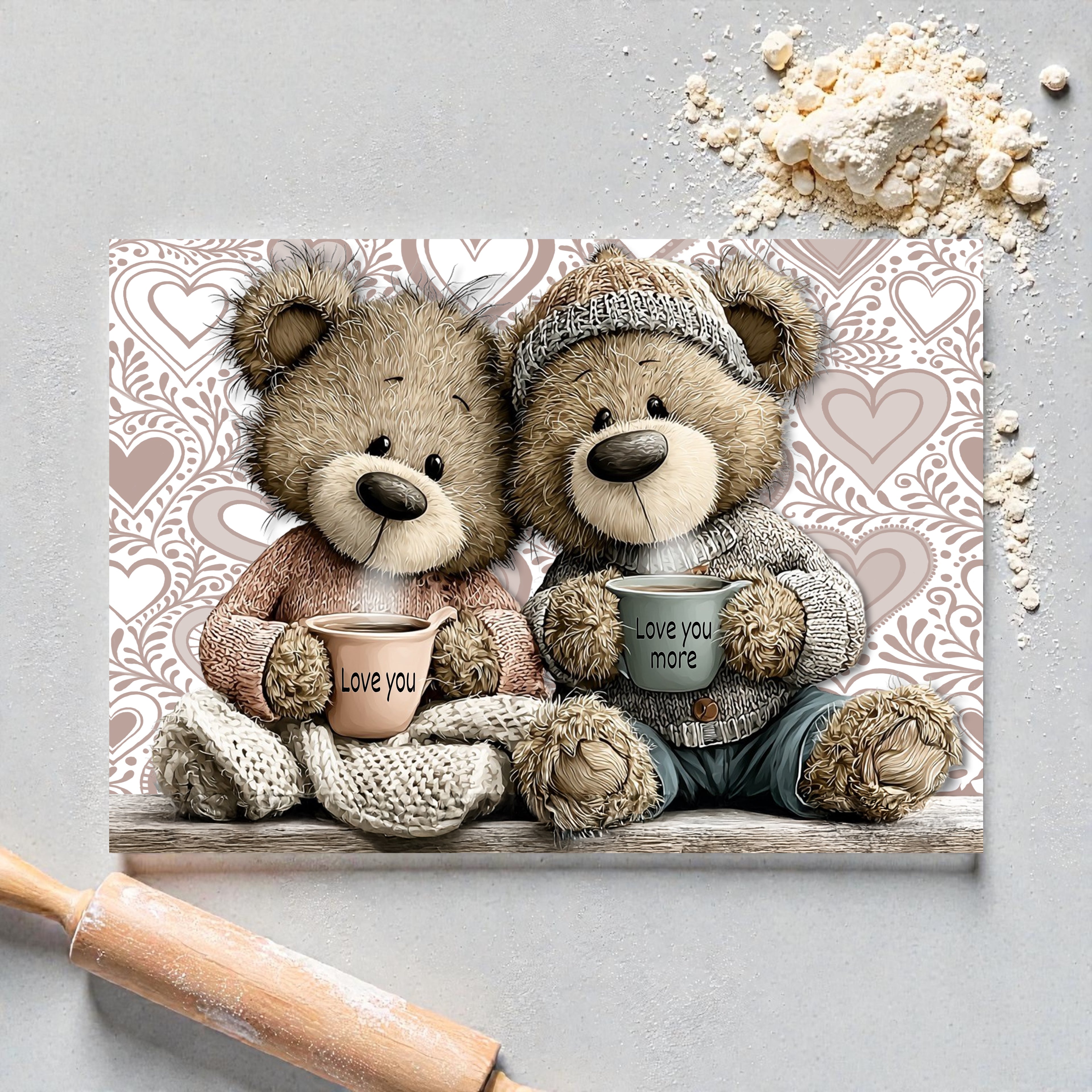 Love You More Glass Chopping Board / Worktop Saver - 20cm x 28cm