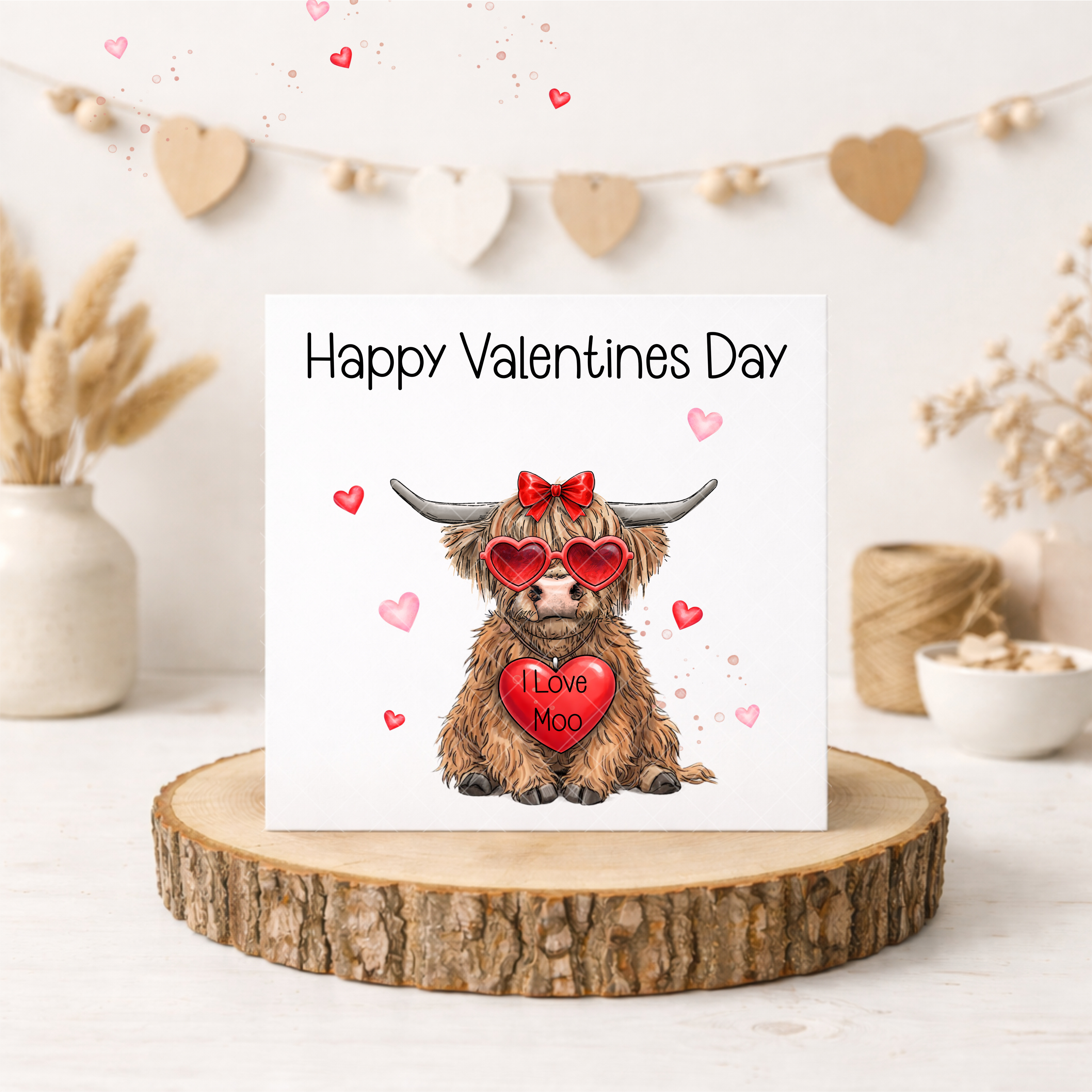 Highland Cow Valentines Card - FREE Postage