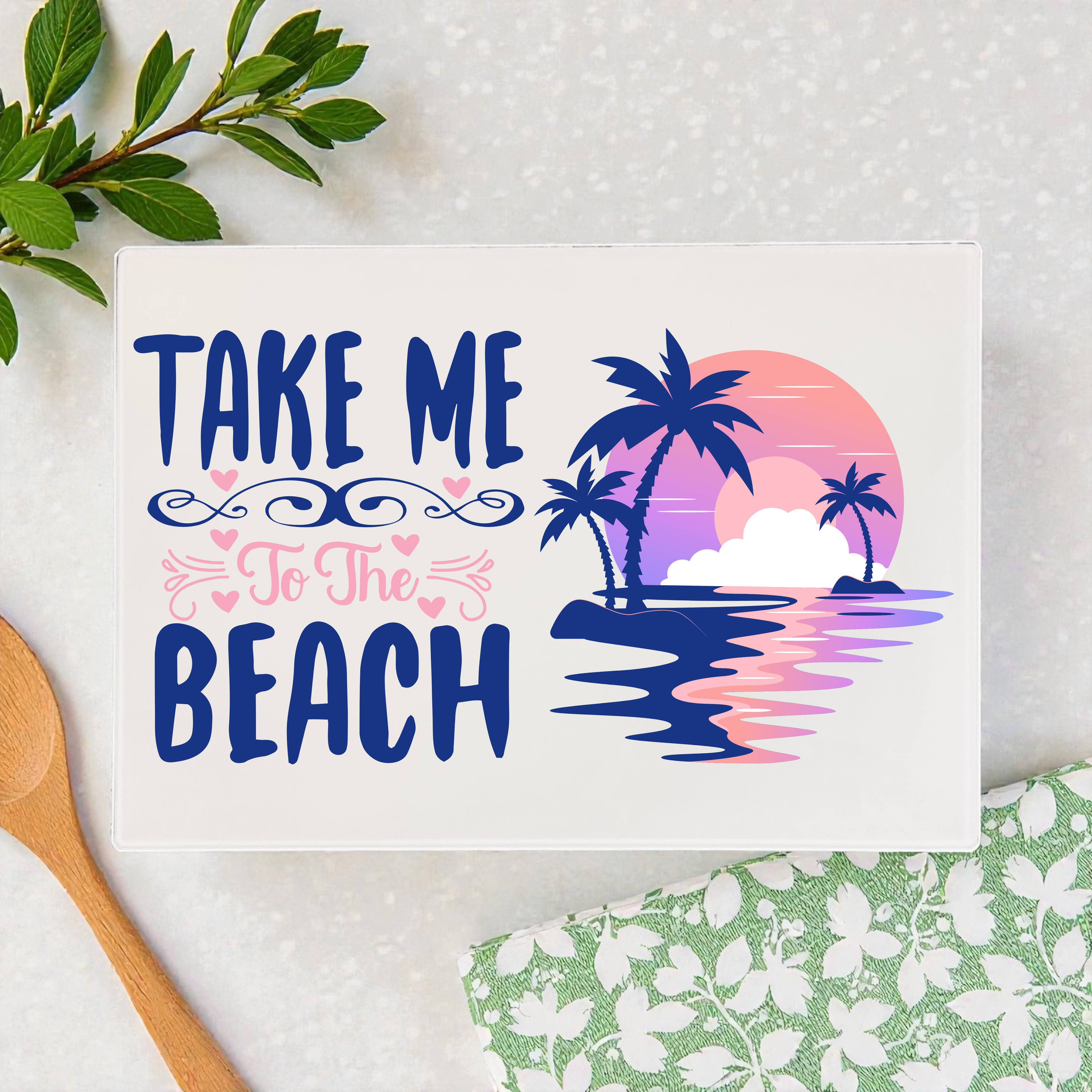 Take Me To The Beach Glass Chopping Board / Worktop Saver