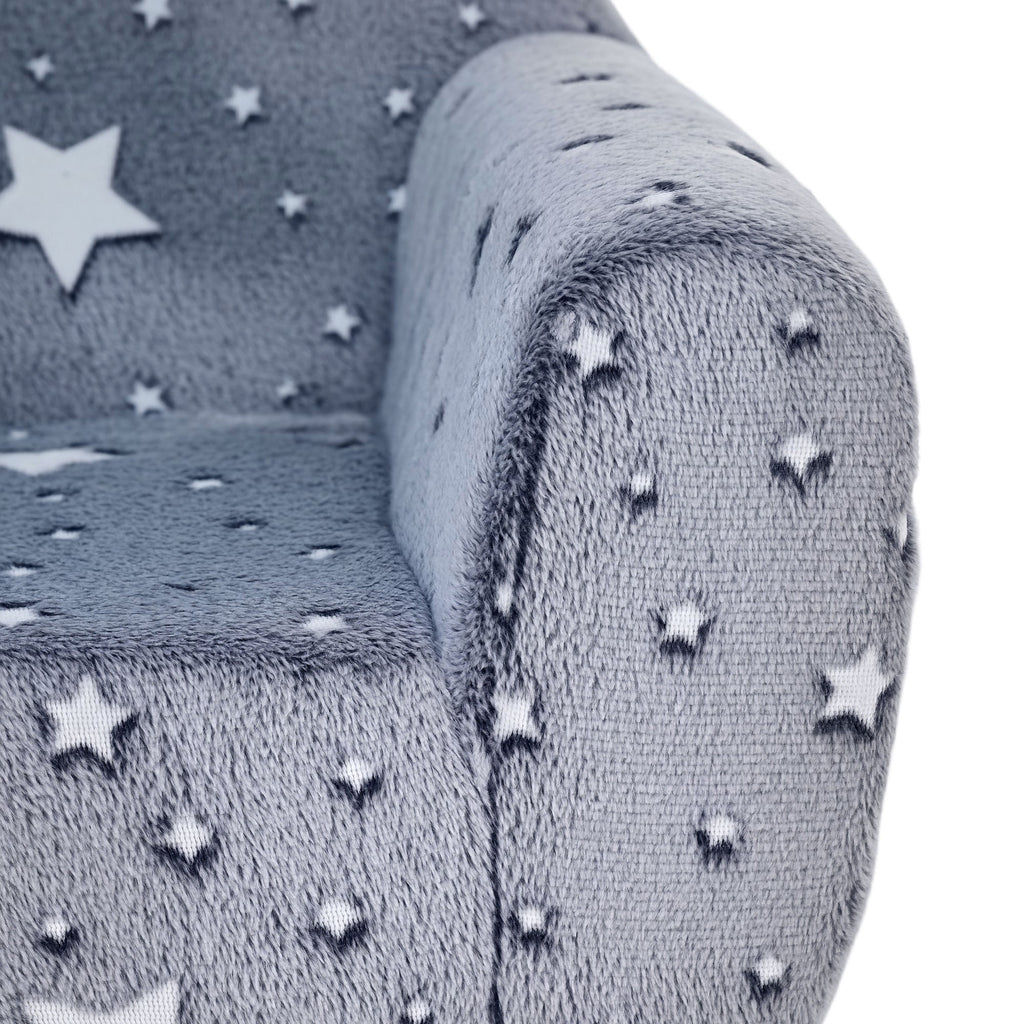 Kids Armchair, Glow in the Dark Chair with Star Design - Grey
