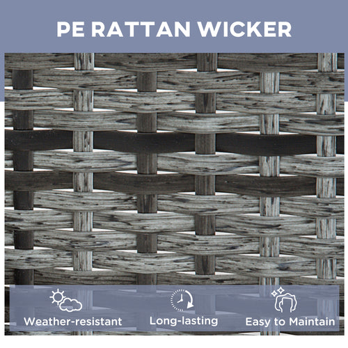 3 Pieces PE Rattan Patio Lounge Chair Set - Grey or Brown