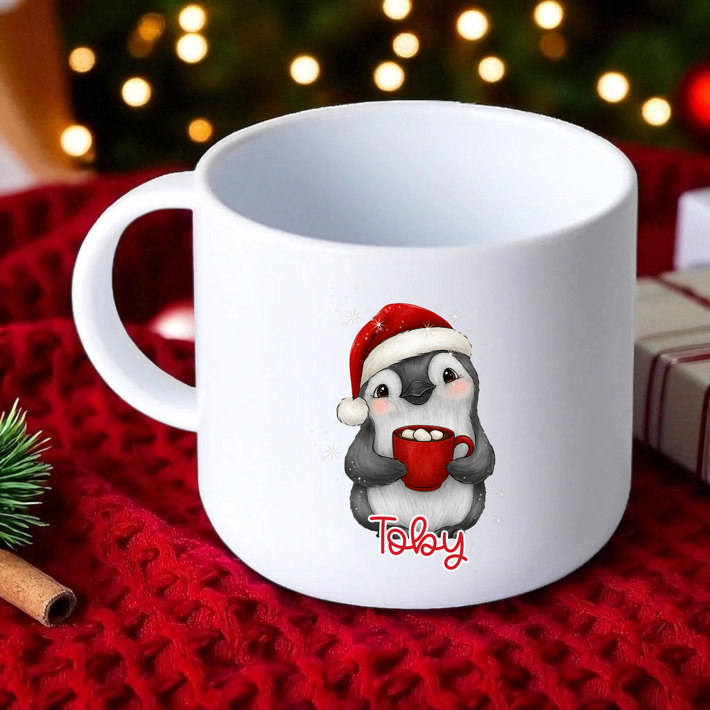 Personalised Penguin Christmas Mugs - 11oz Ceramic Mugs