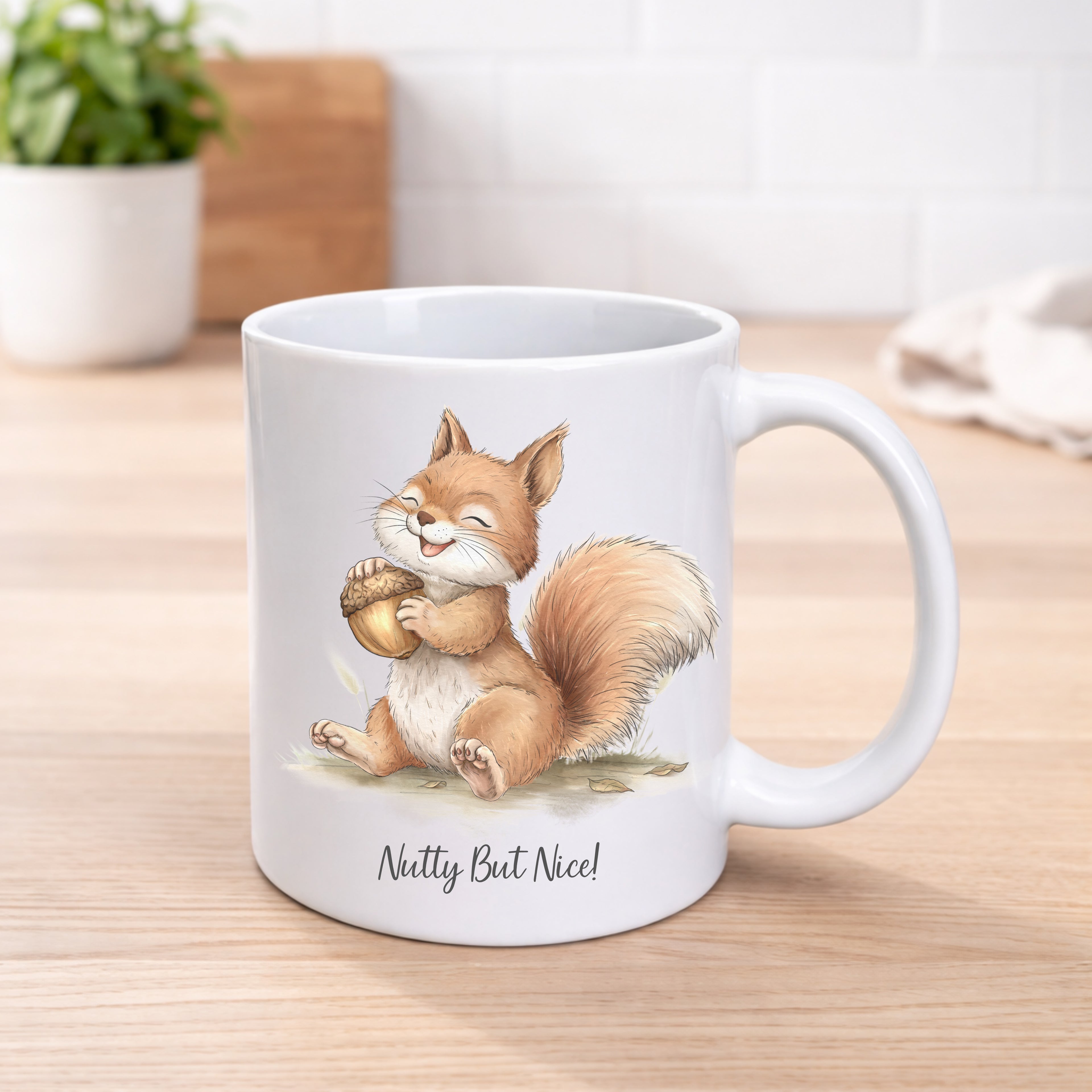 Nutty But Nice Squirrel Mug – Funny Cute Animal Coffee Mug | 11oz Ceramic Tea Cup Gift | Woodland Animal Mug