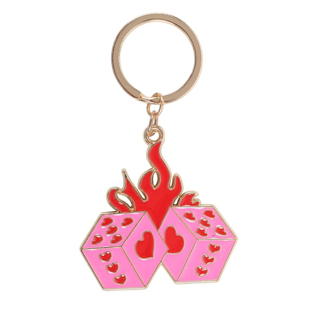 Flaming Dice Keyring
