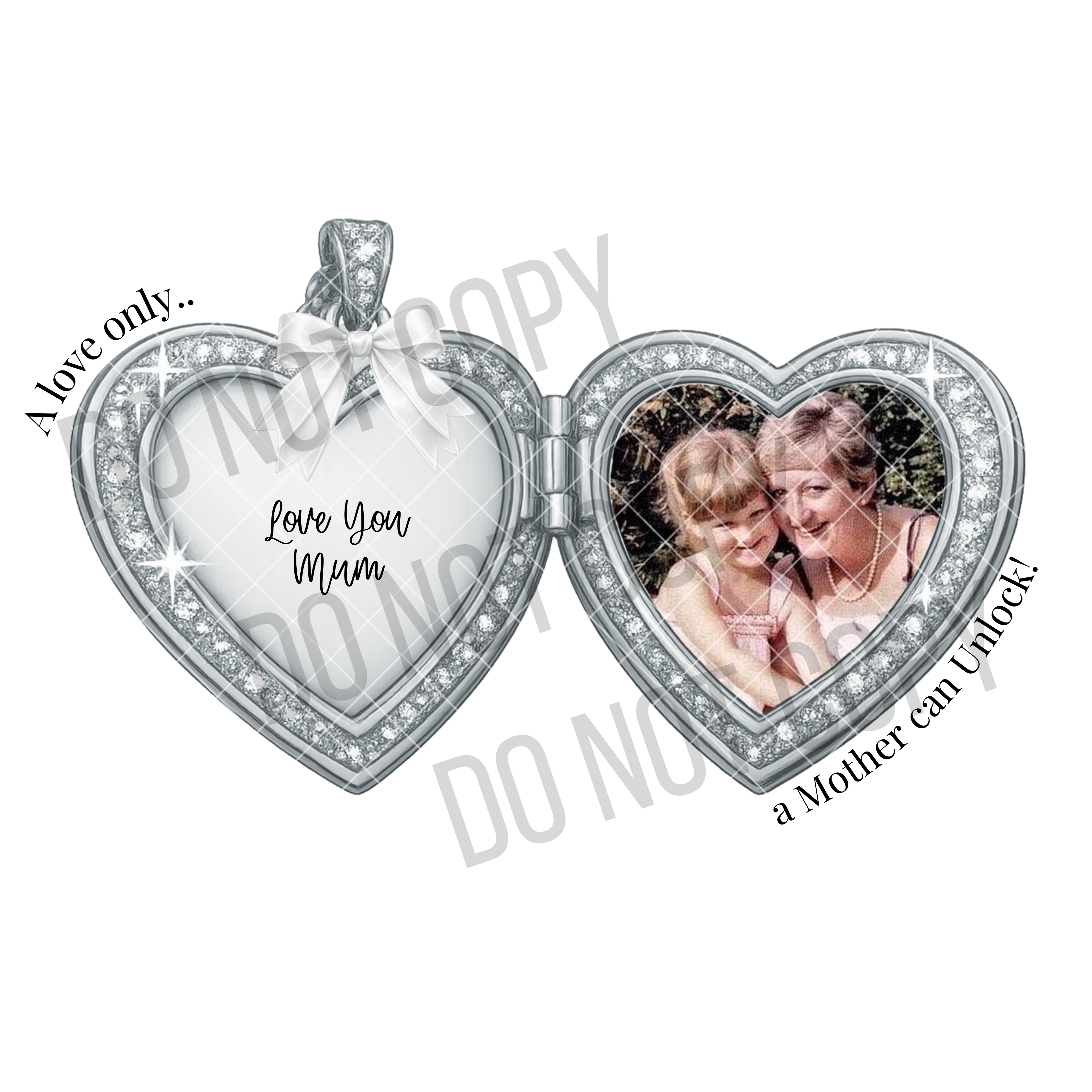 Personalised Photo Upload Heart Locket Cushion with Photo & Message | Mother’s Keepsake Pillow (40x40cm)