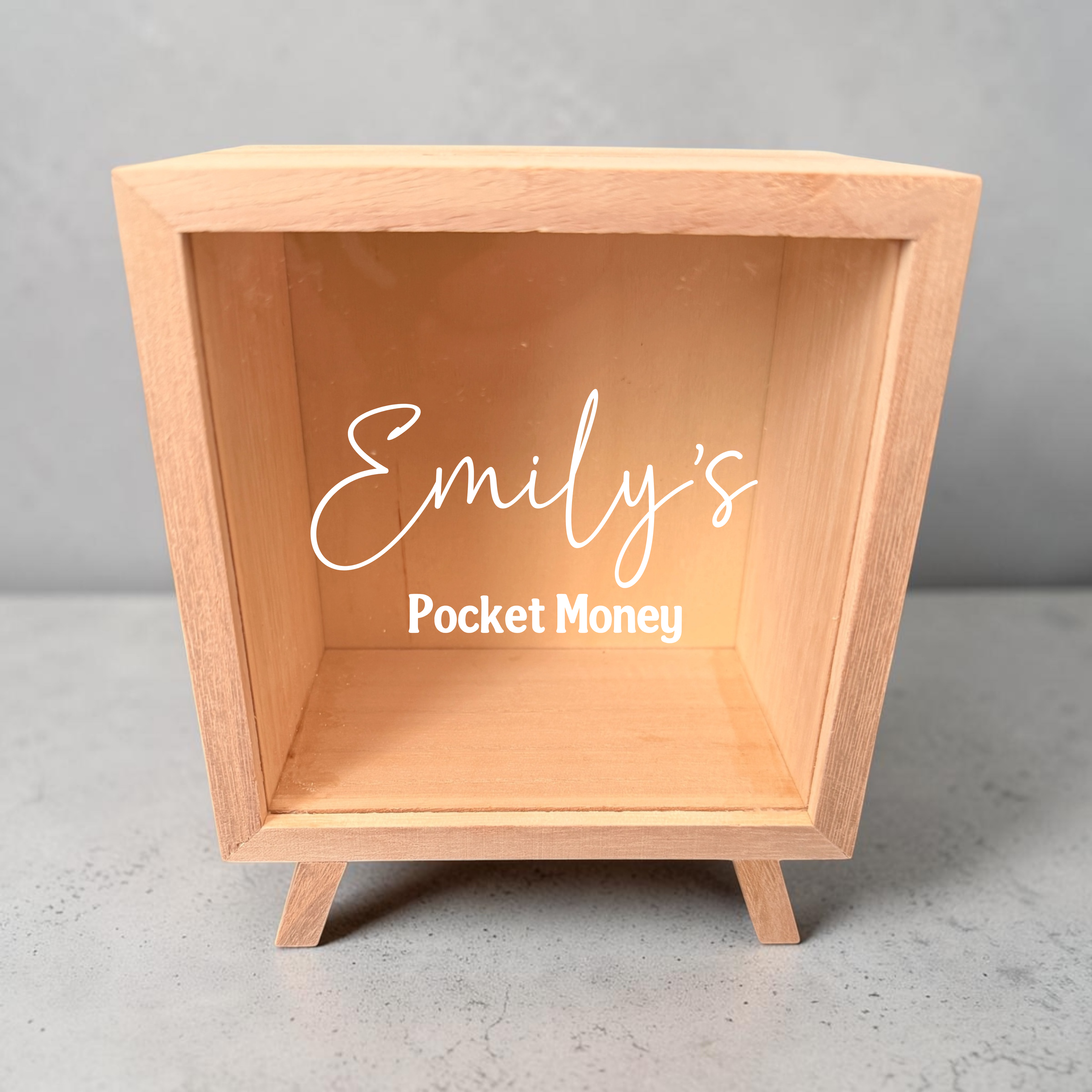 Personalised Wooden Money Box – Custom Name Savings Box