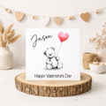 Personalised Bear & Balloon Valentines Card - FREE Postage