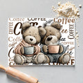Coffee Teddy Glass Chopping Board / Worktop Saver - 20cm x 28cm