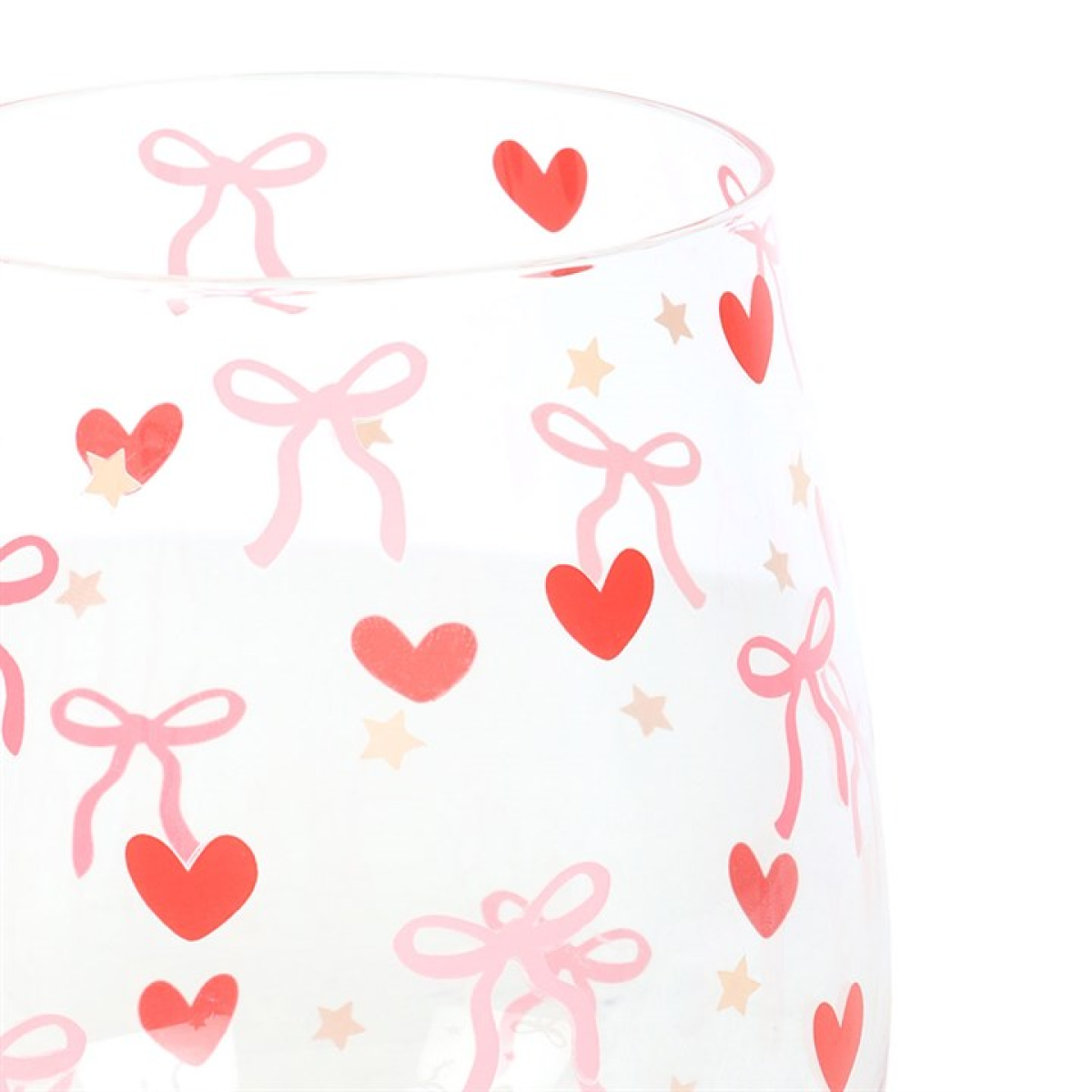 Bow and Heart Print Stemless Glass