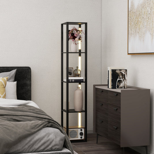 Floor Lamp with Shelves, 4 Layer Dimmable Column Modern Standing Lamp with 3 Brightness Levels