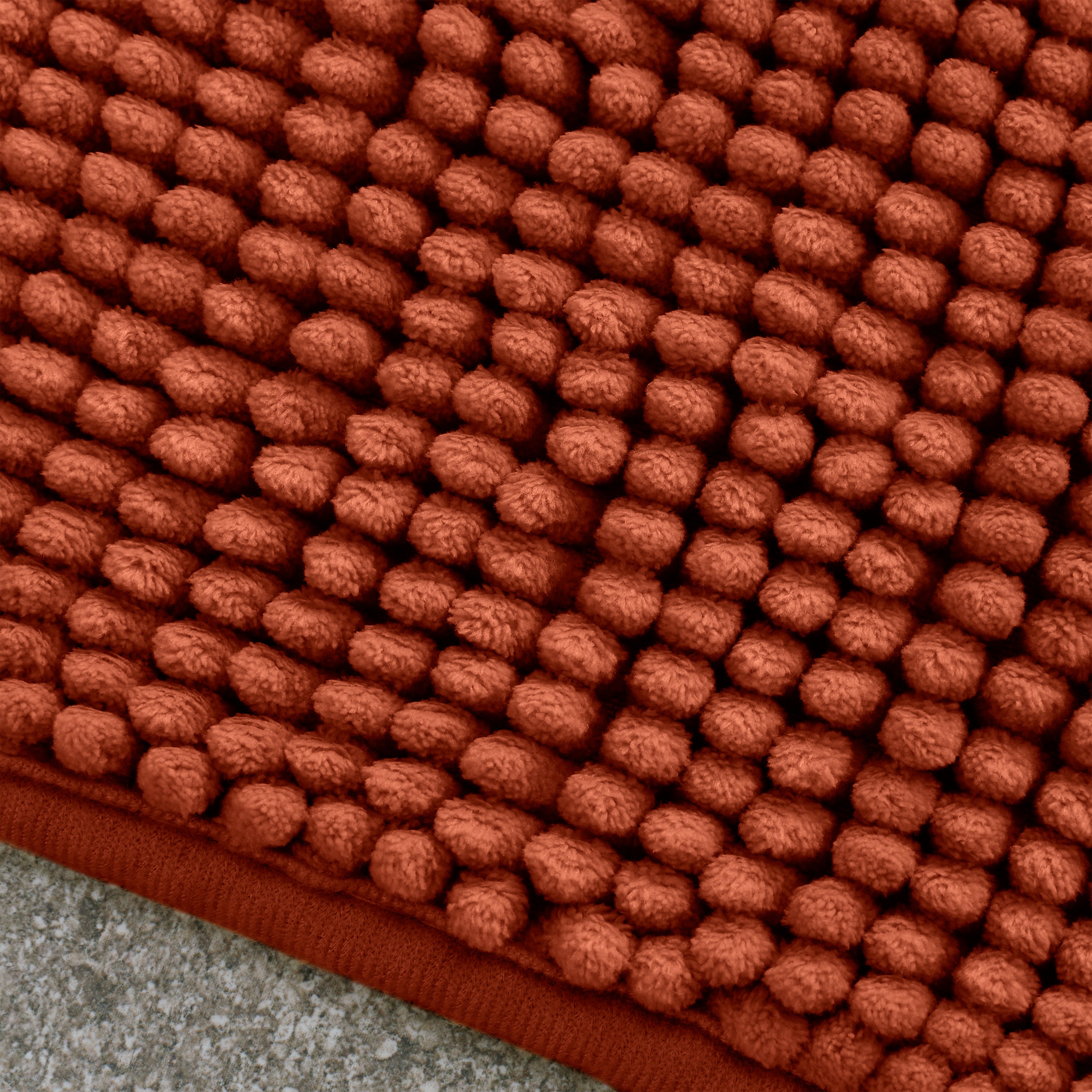 Bobble Textured Bath Mat Terracotta
