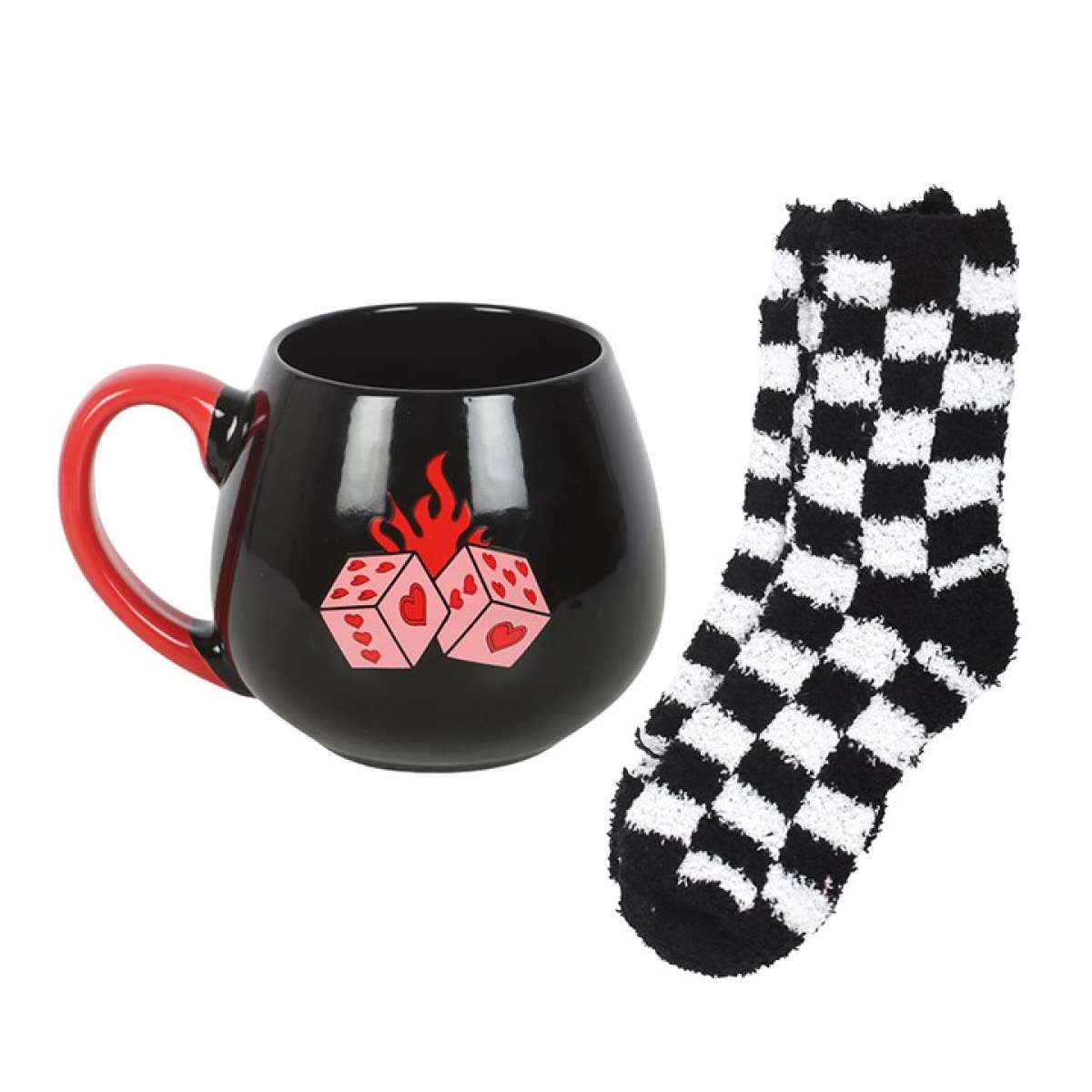 Black Dice Mug and Socks Set