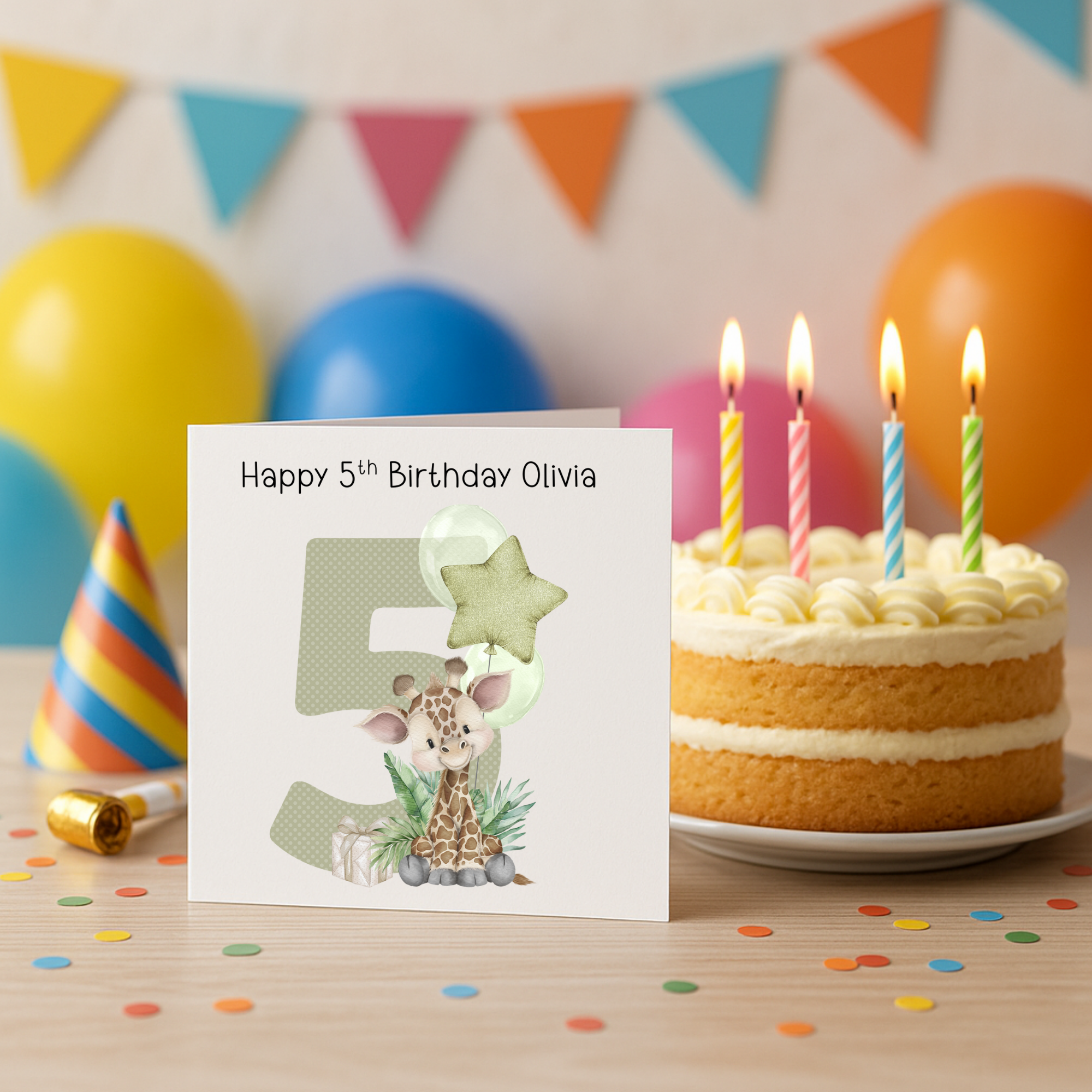 Giraffe Age Birthday Card - Kids Birthday Card - Personalised - Custom Number Birthday Card
