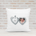 Personalised Photo Upload Heart Locket Cushion with Photo & Message | Mother’s Keepsake Pillow (40x40cm)