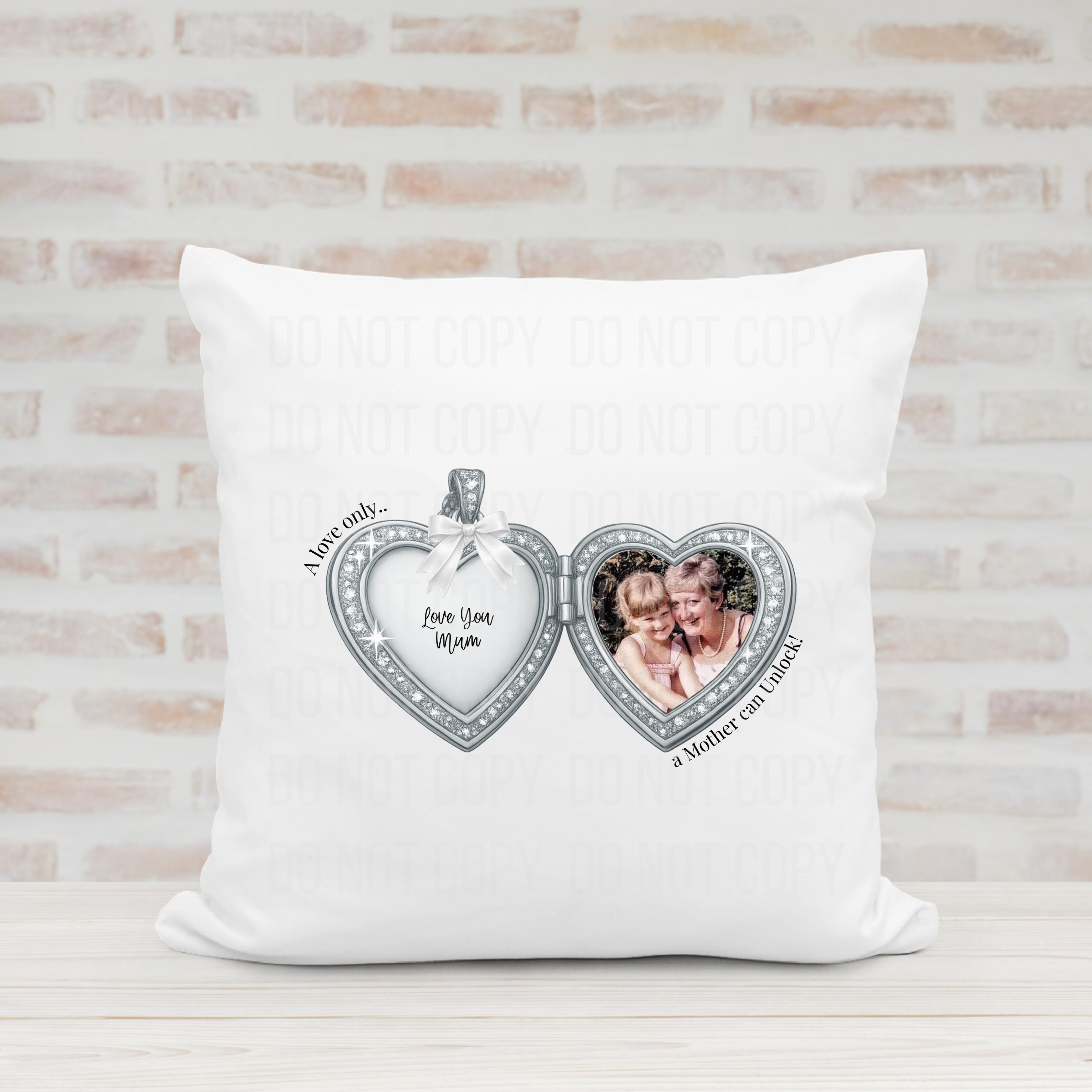 Personalised Photo Upload Heart Locket Cushion with Photo & Message | Mother’s Keepsake Pillow (40x40cm)