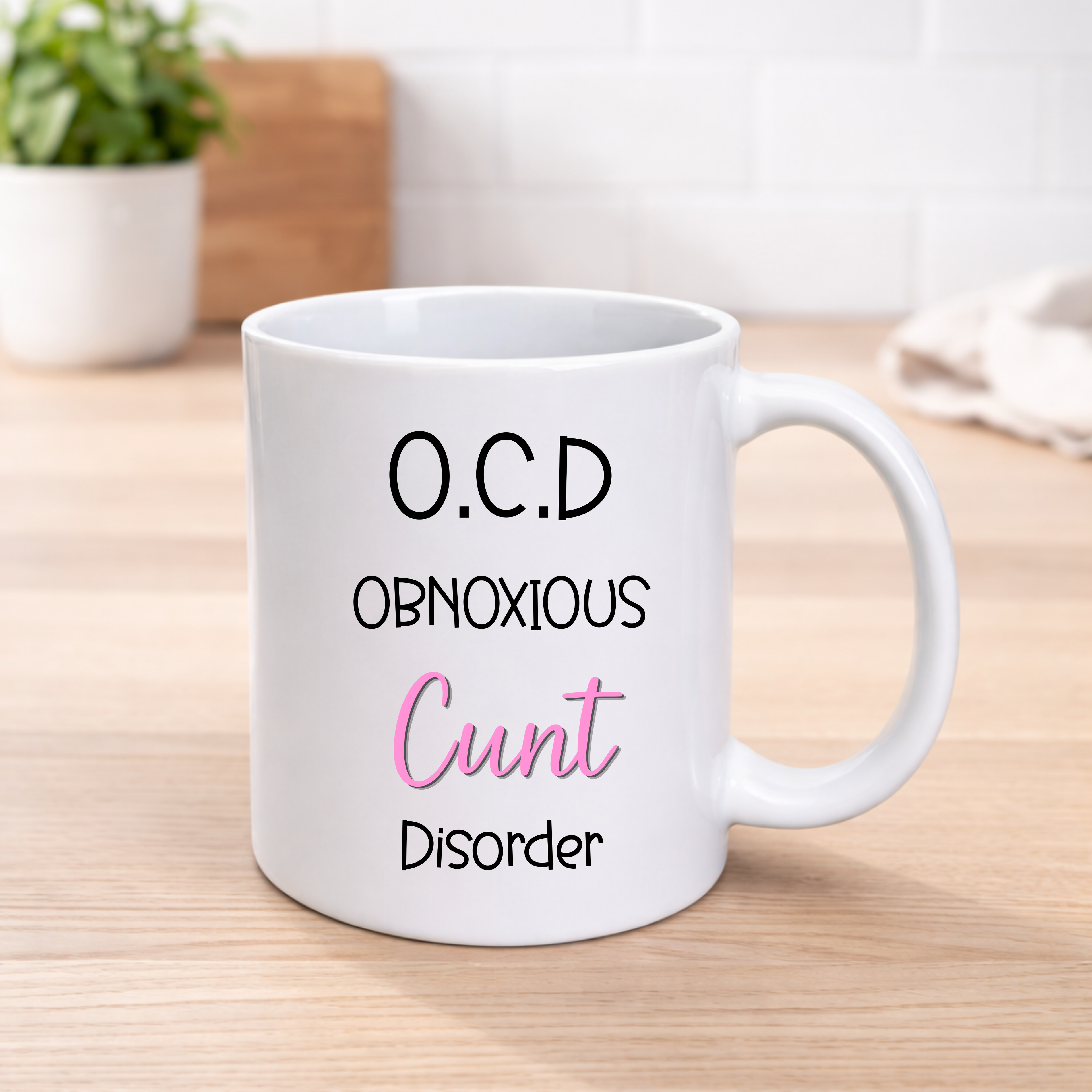 O.C.D Obnoxious C*nt Disorder Mug – Funny Rude Sweary Adult Humour Mug – Pink or Blue Design