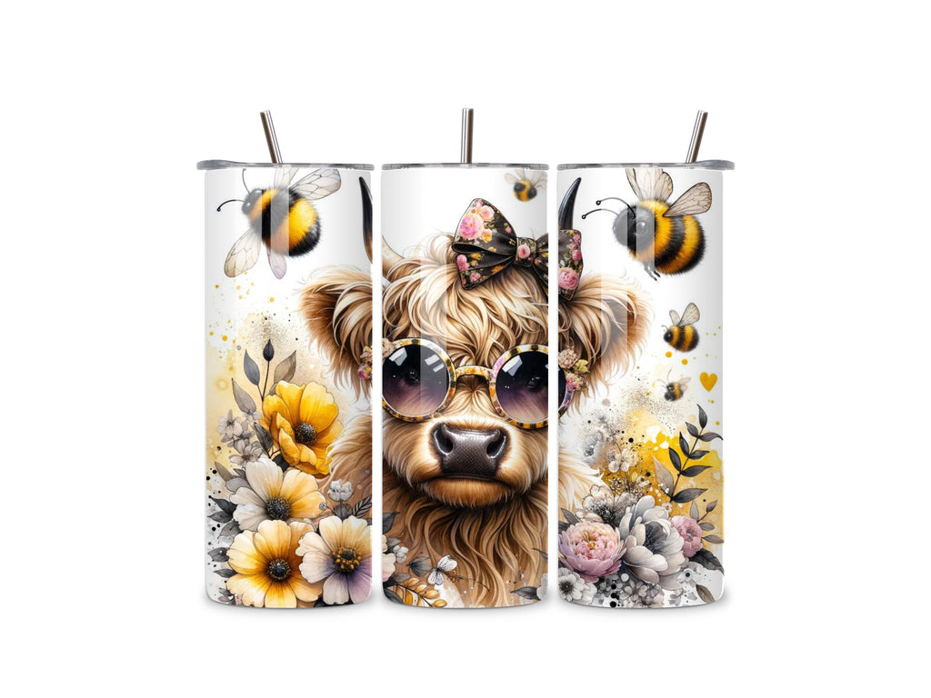 Highland Cow and Bees 20oz Tumbler