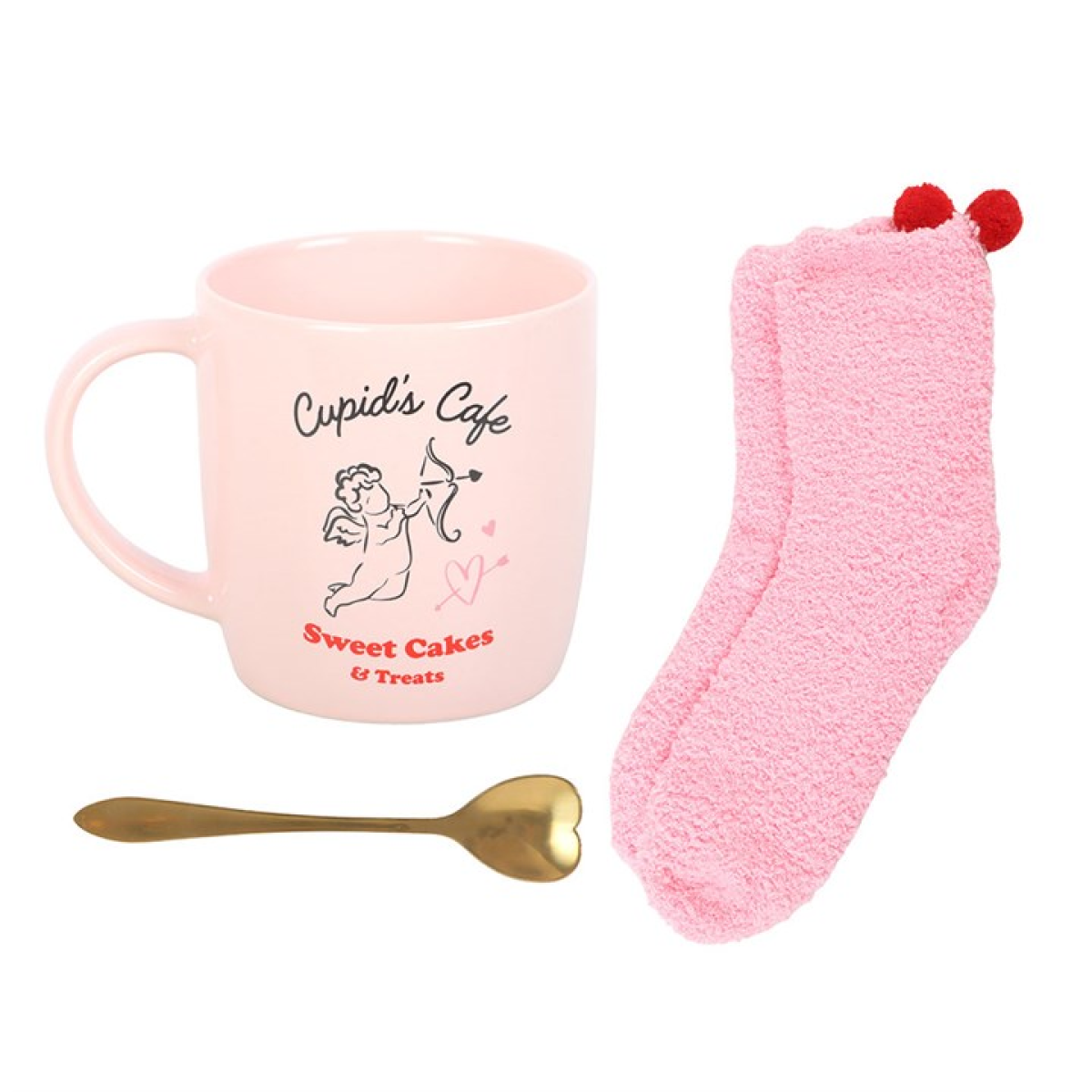 Cupid's Café Mug, Spoon and Socks Set