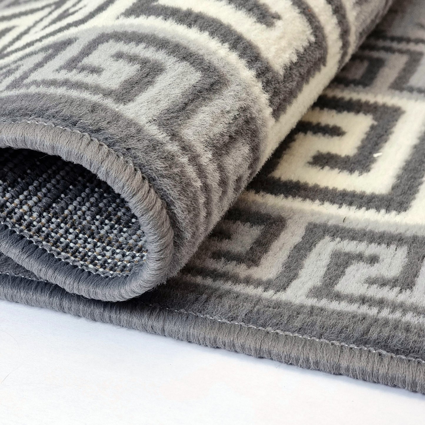 Grey Border Marble Effect Rug Large Soft Oriental Carpet